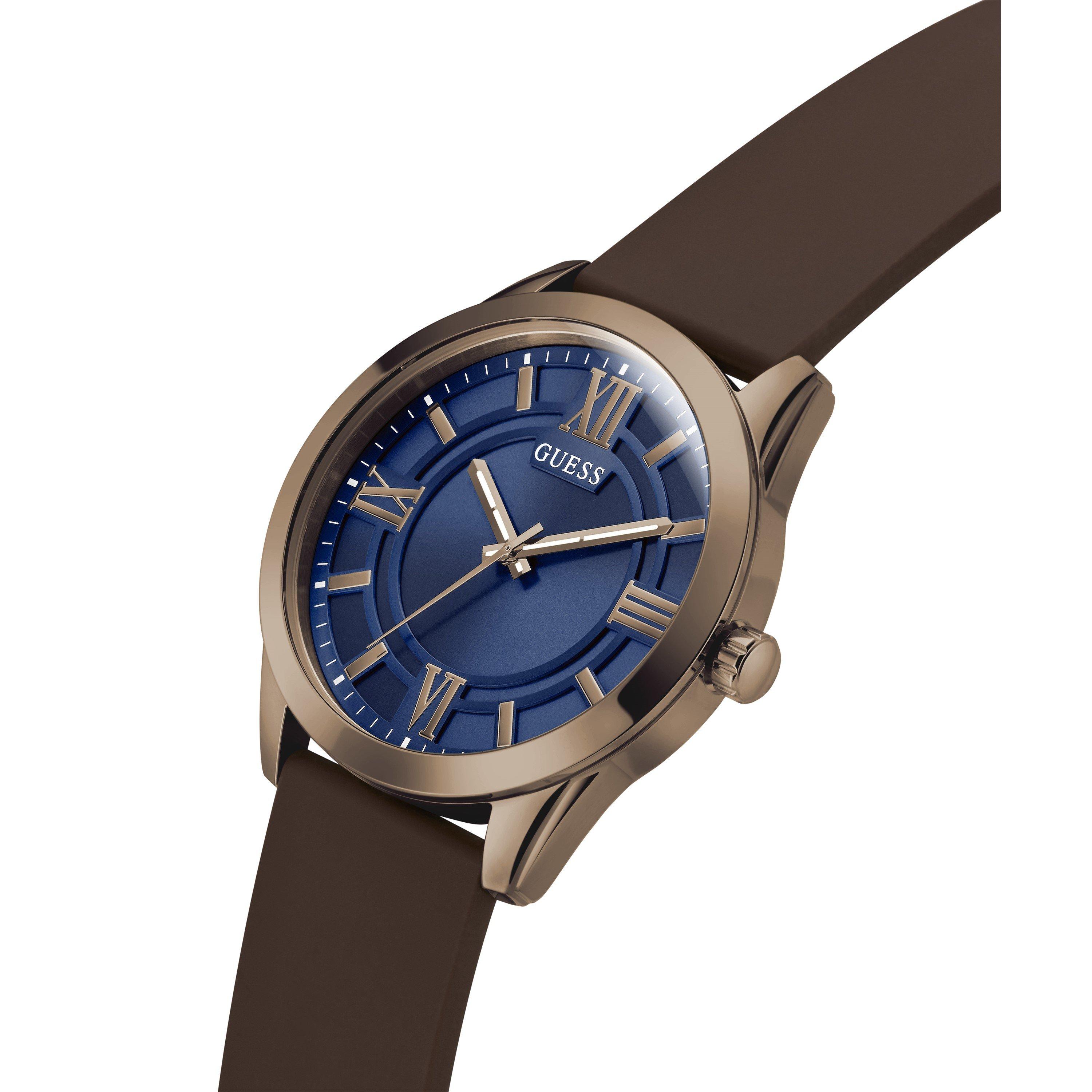 Blue/Brown - Guess - Men's Elliot Analogue Quartz Watch - 4