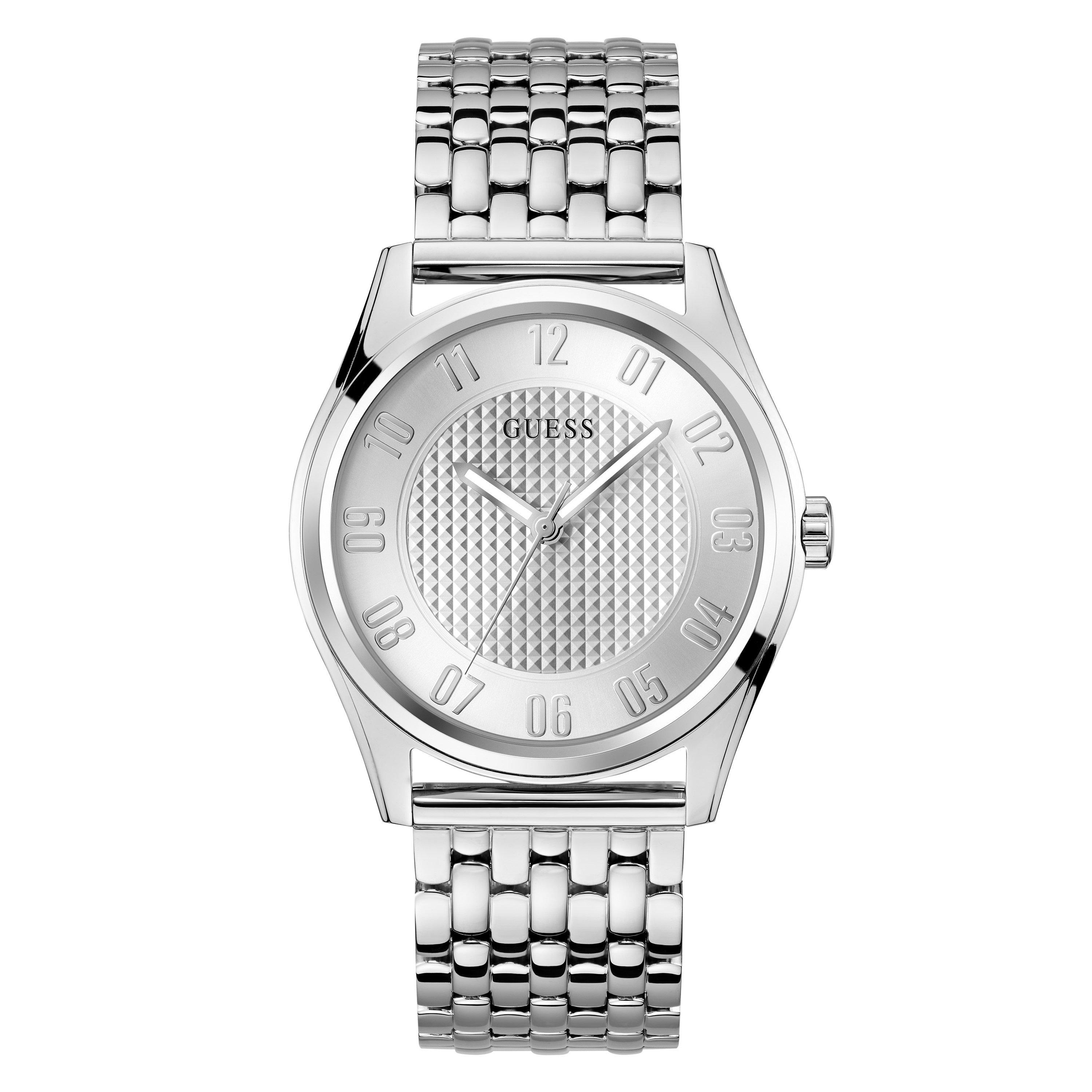 Silver/Silver - Guess - Men's Tate Analogue Quartz Watch - 1