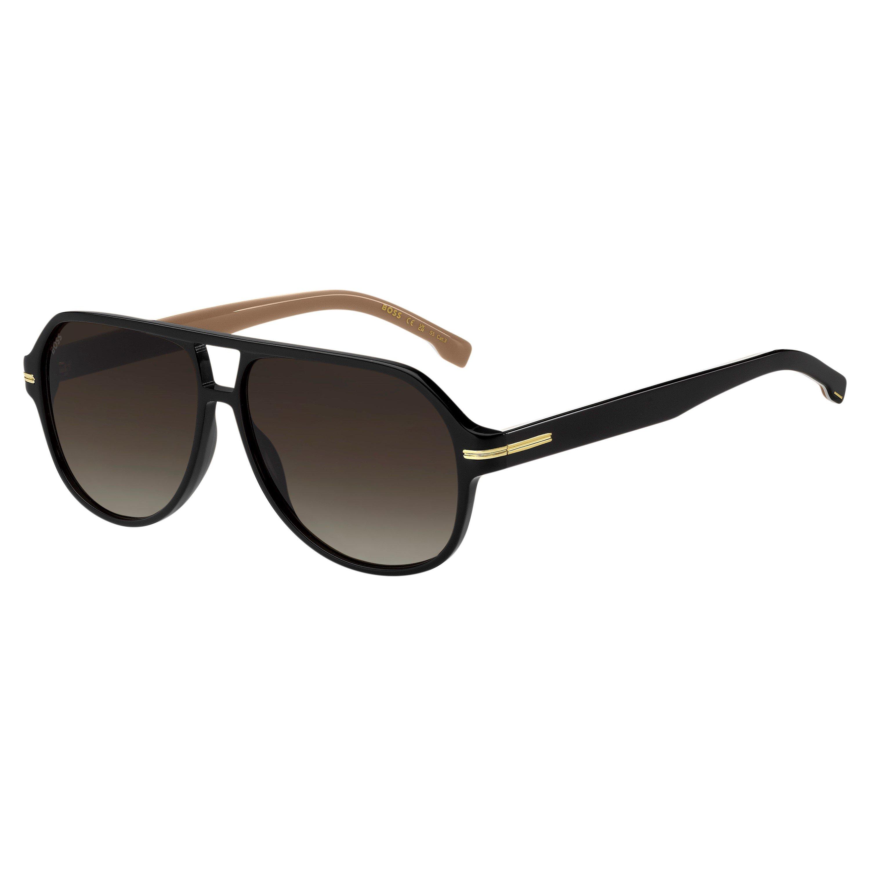 Black - Boss - Men's Su Contemporary Square Sunglasses - 1
