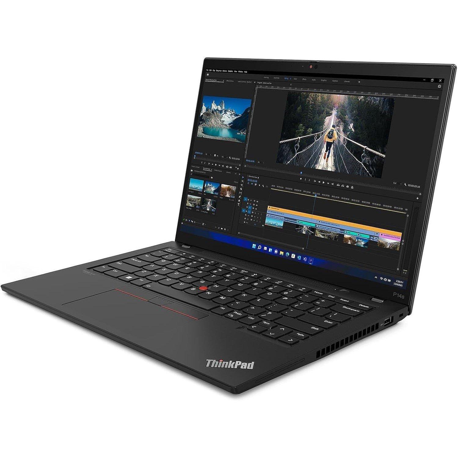 Black - Lenovo - Refurbished Lenovo ThinkPad P14s 14 Inch Laptop - Intel Core i5-1145G7 16GB 256GB SSD - 2