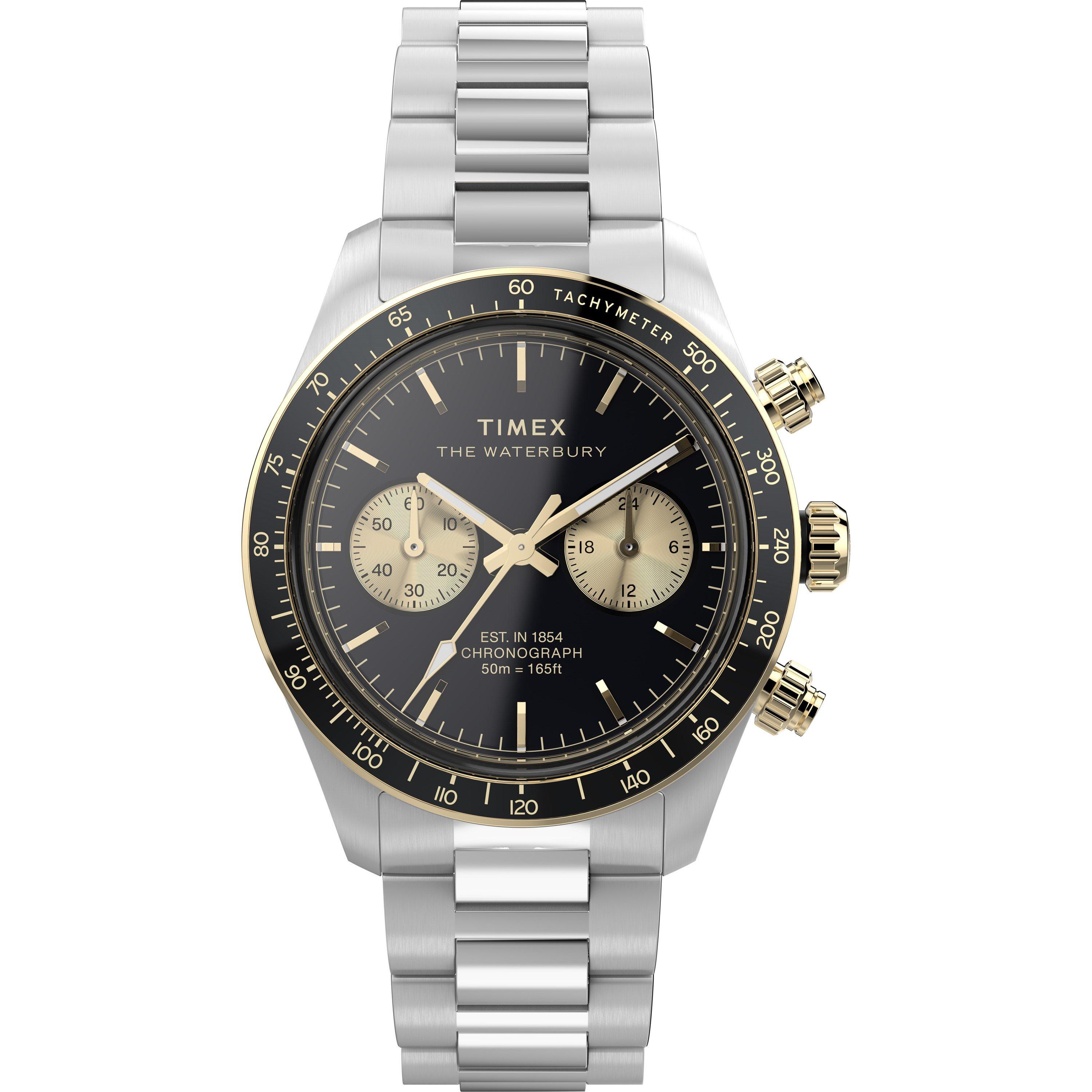 Timex Men's Waterbury Analogue Quartz Watch - Black/Silver