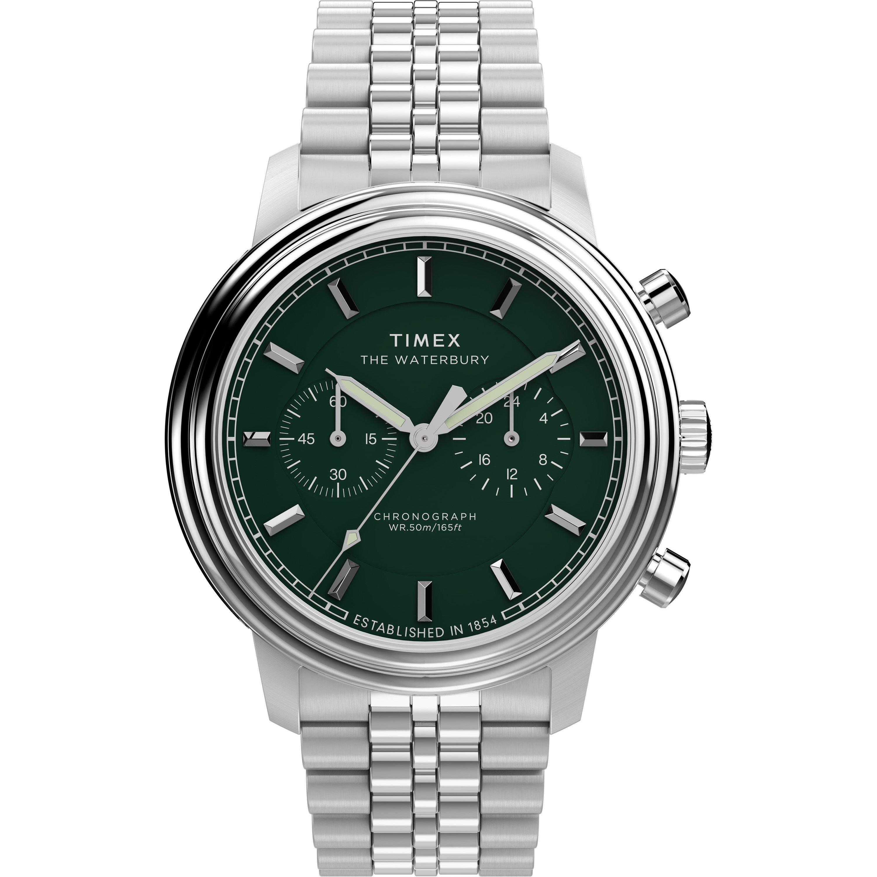 Timex Men's Waterbury Analogue Quartz Watch - Green/Silver