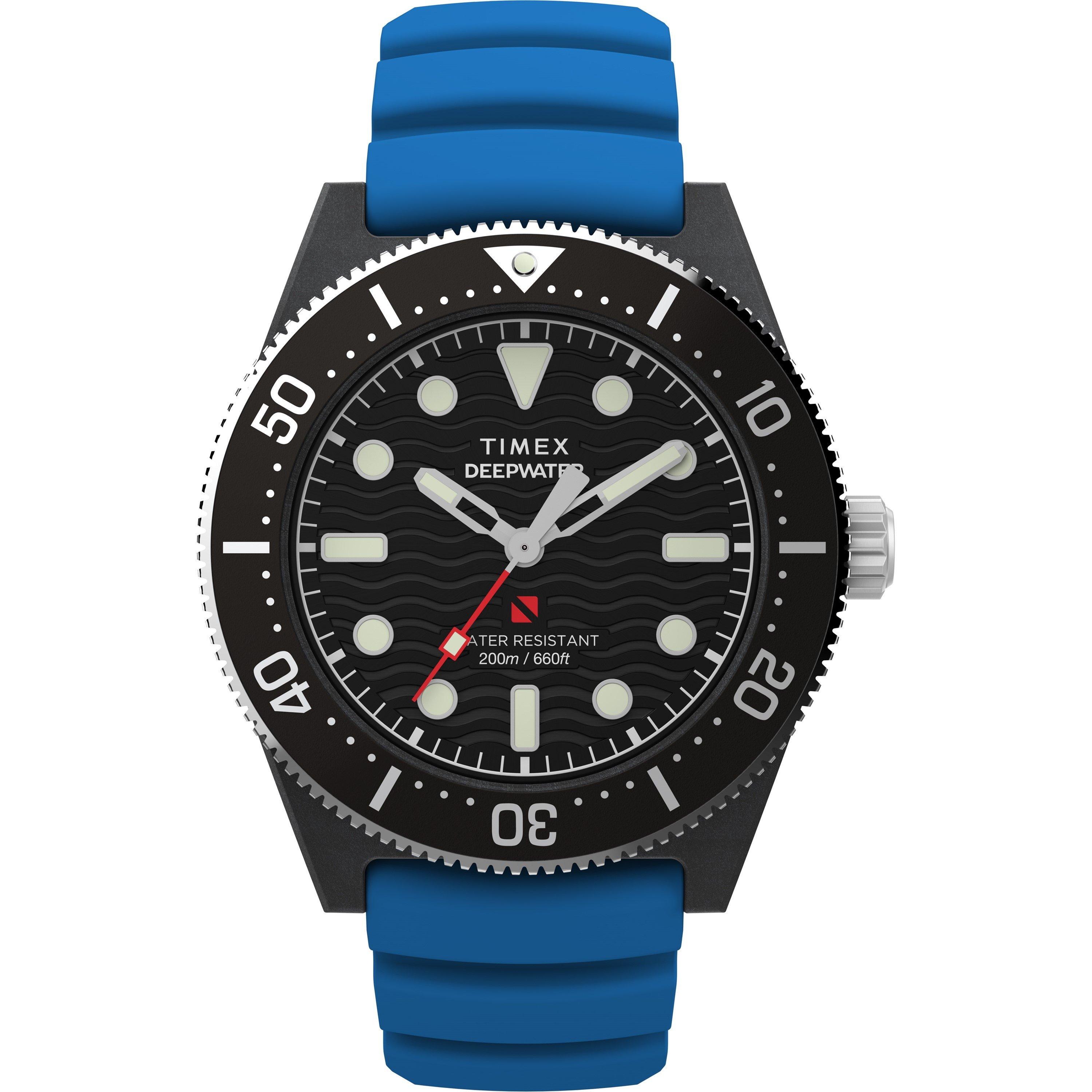 Schwarz/Silber - Timex - Men's Deep Water Meridian Water Resistant Analogue Quartz Watch - 1