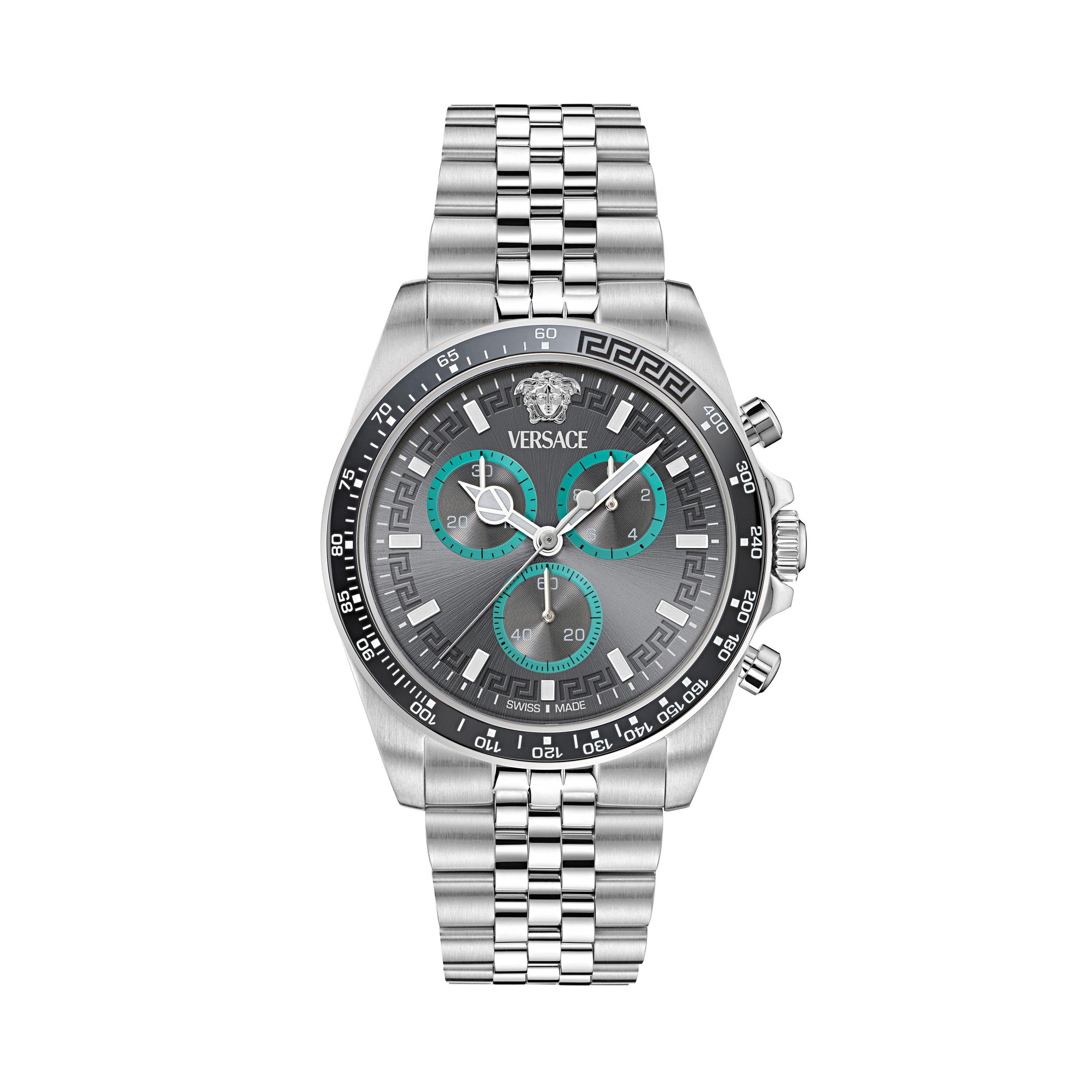 Versace Men's Stainless Steel Quartz Analogue Watch - Black/Silver