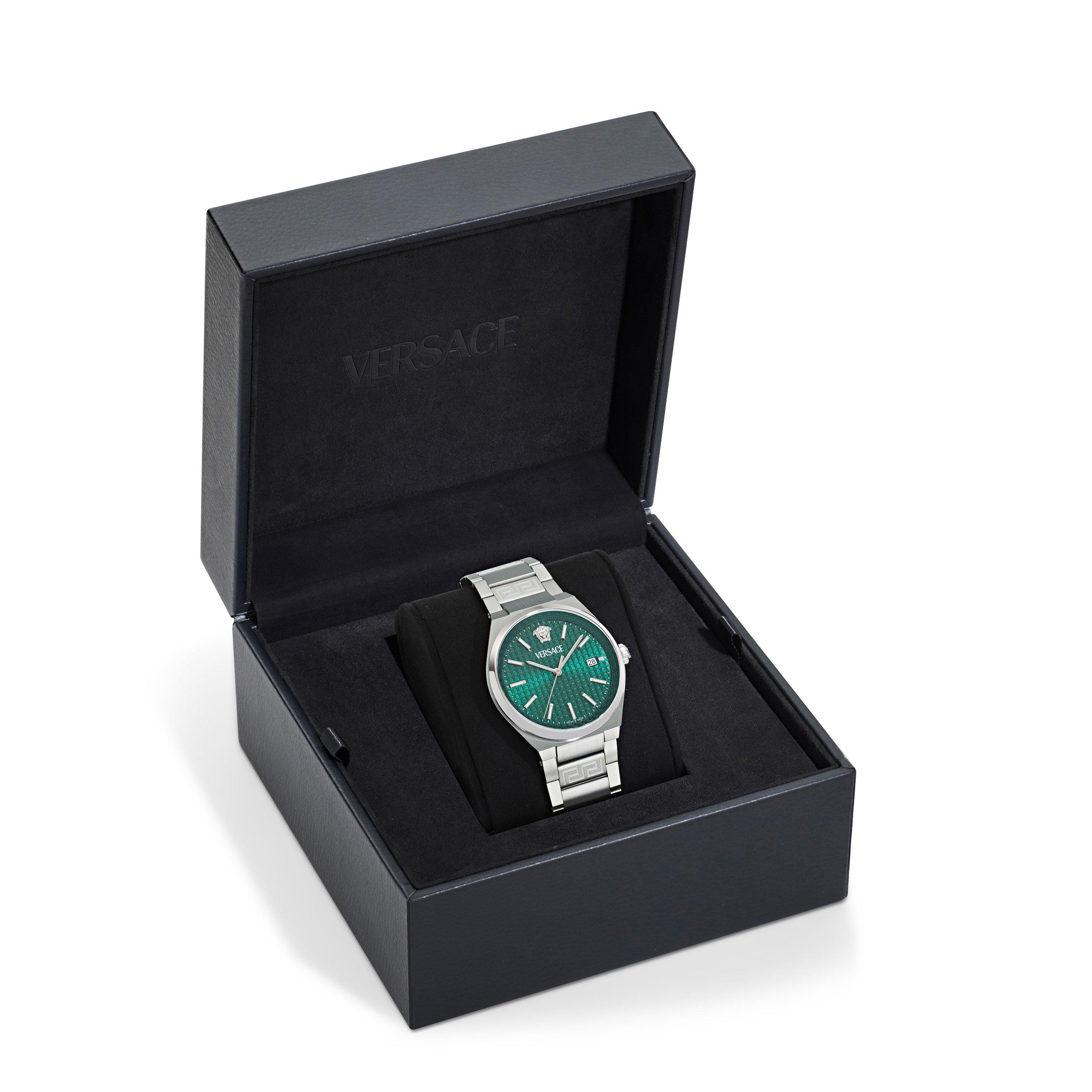 Green/Silver - Versace - Men's V Auria Analogue Quartz Watch - 4