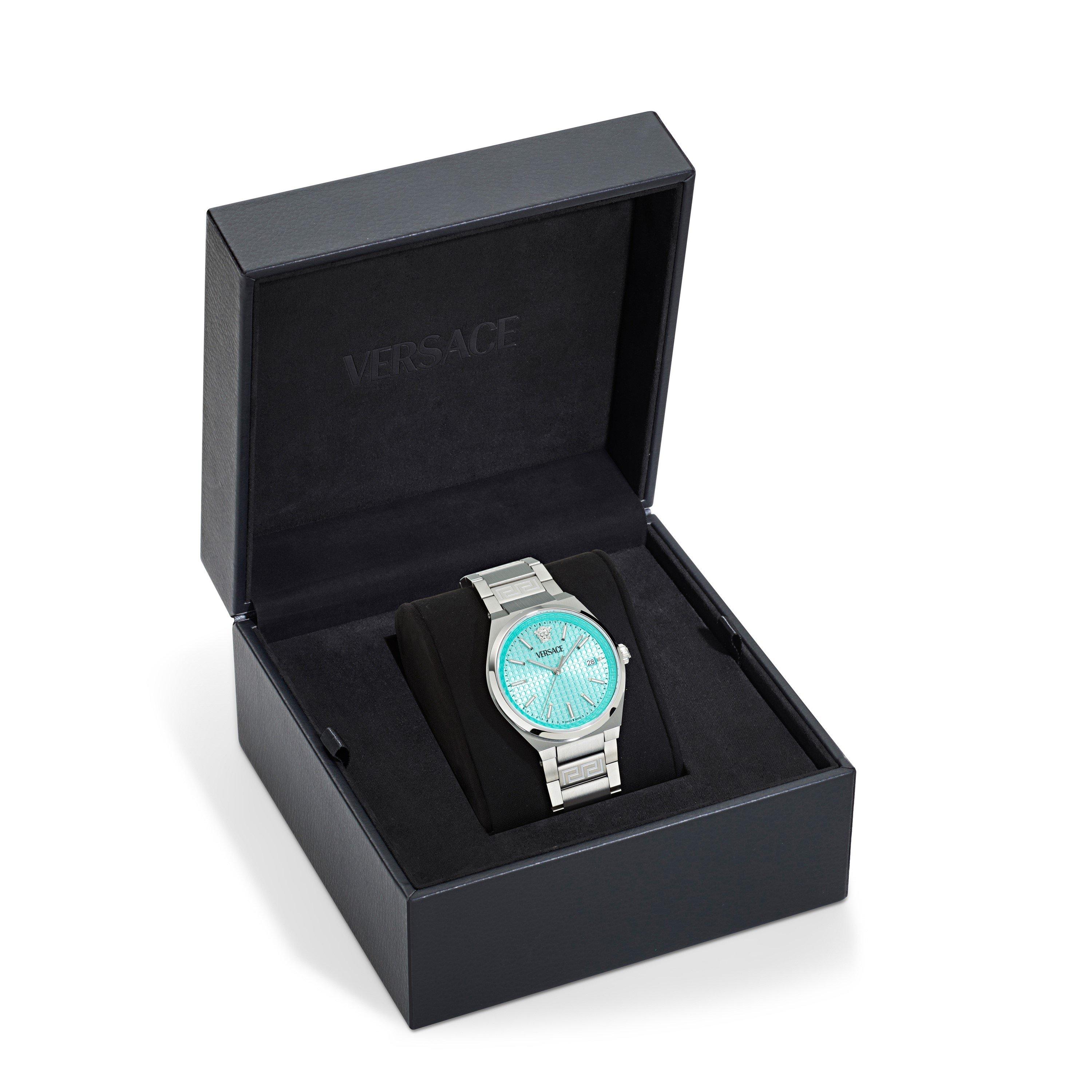 Blue/Silver - Versace - Men's V Auria Analogue Quartz Watch - 4