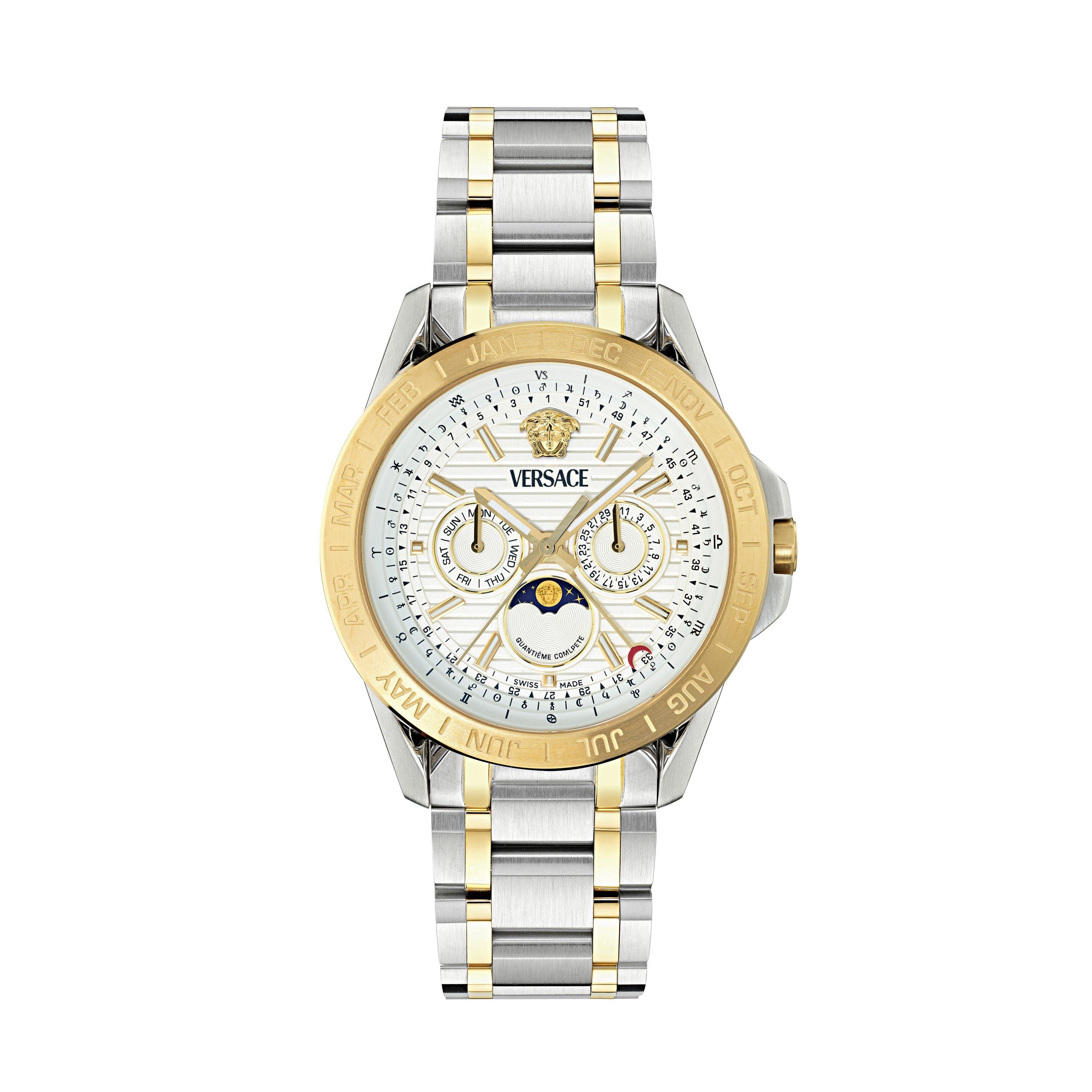 Versace Men's Moonphase Analogue Quartz Watch - White/Metallics