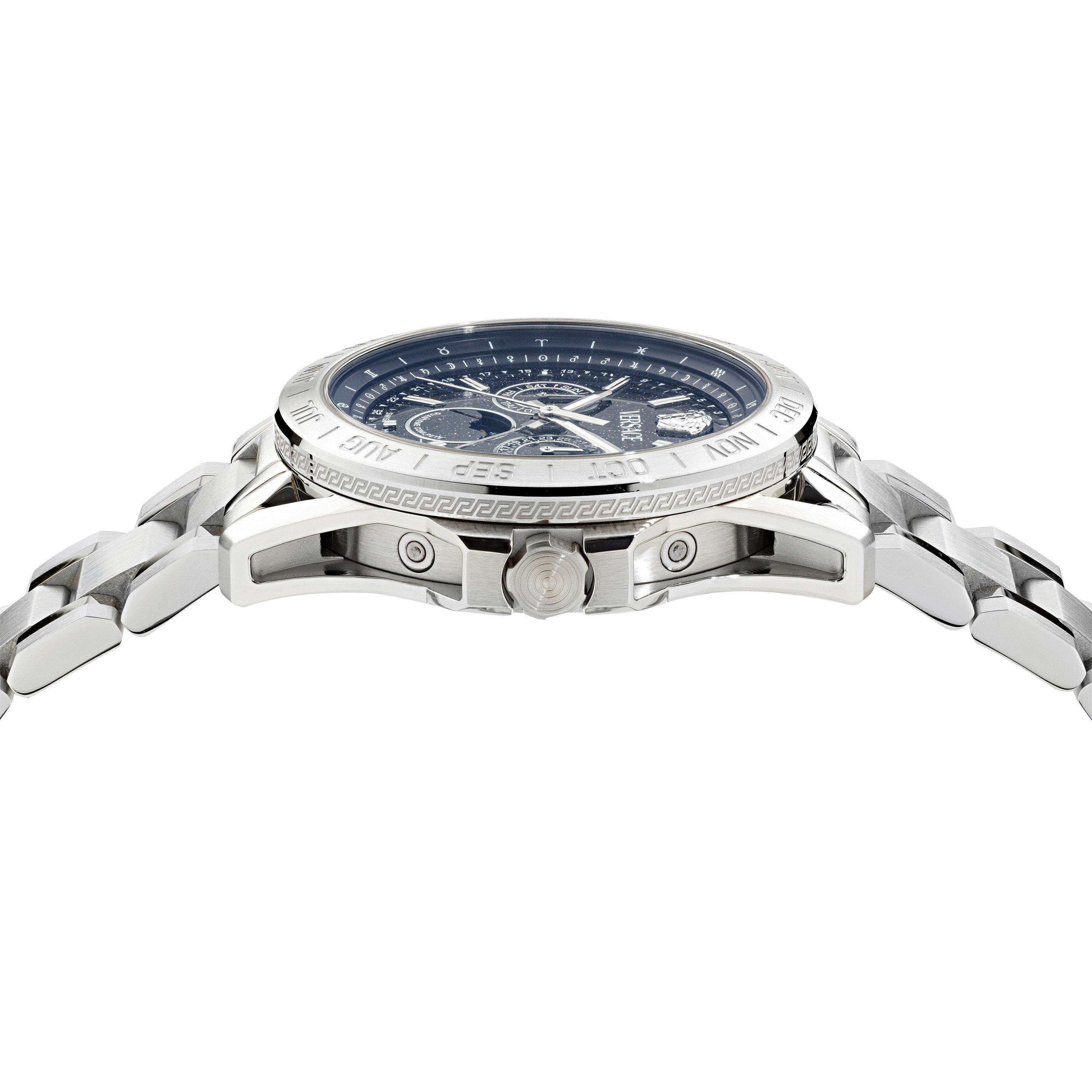 Blue/Silver - Versace - Men's Moonphase Analogue Quartz Watch - 3