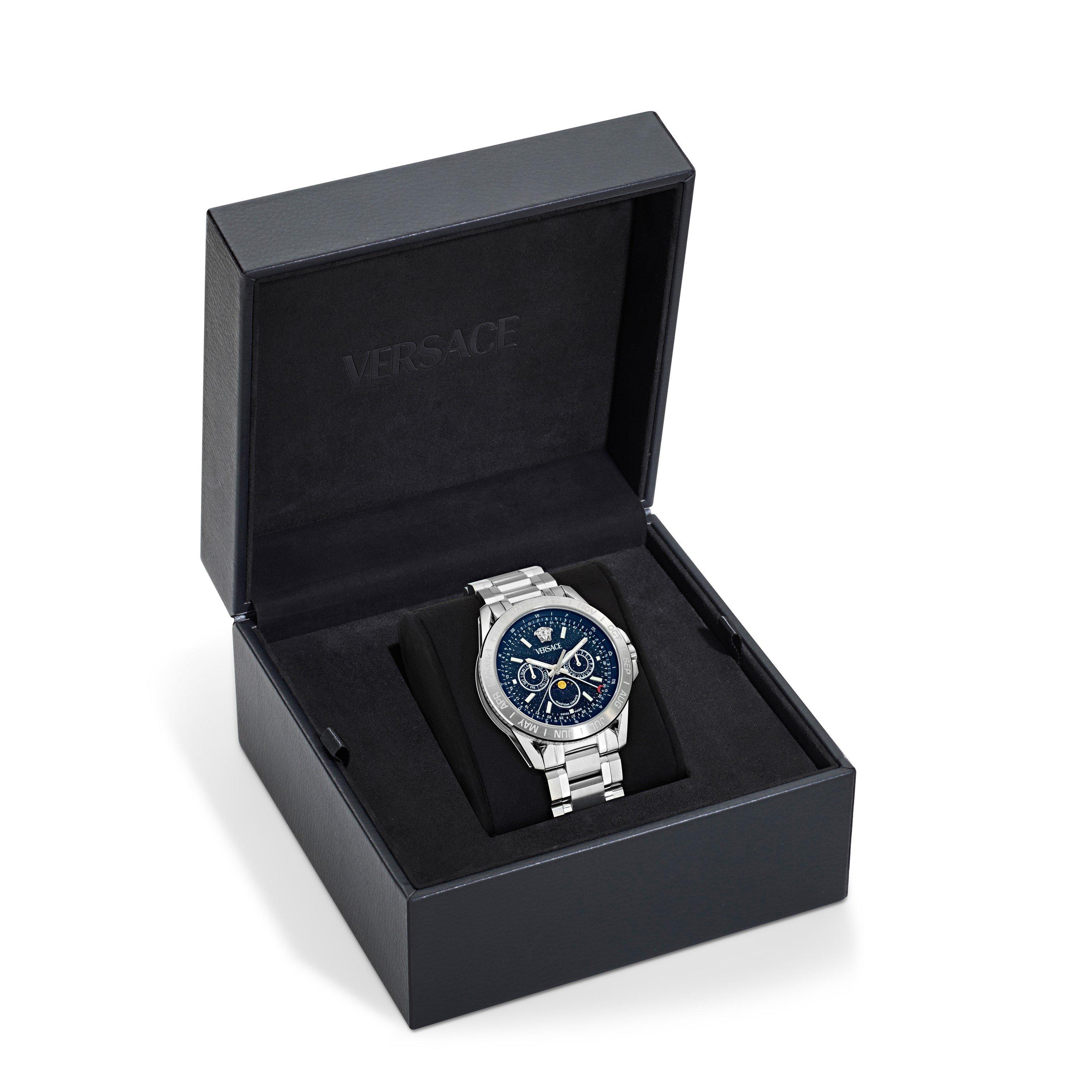 Blue/Silver - Versace - Men's Moonphase Analogue Quartz Watch - 4