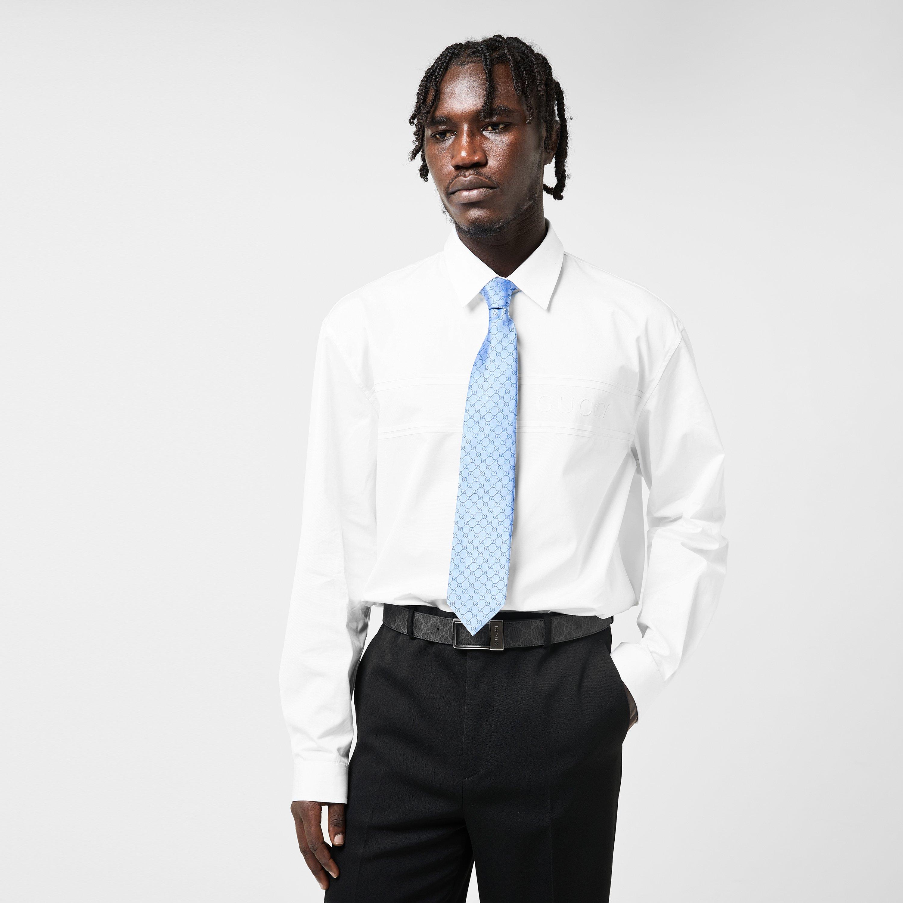 Blue - Gucci - Men's GG Pattern Tie - 3