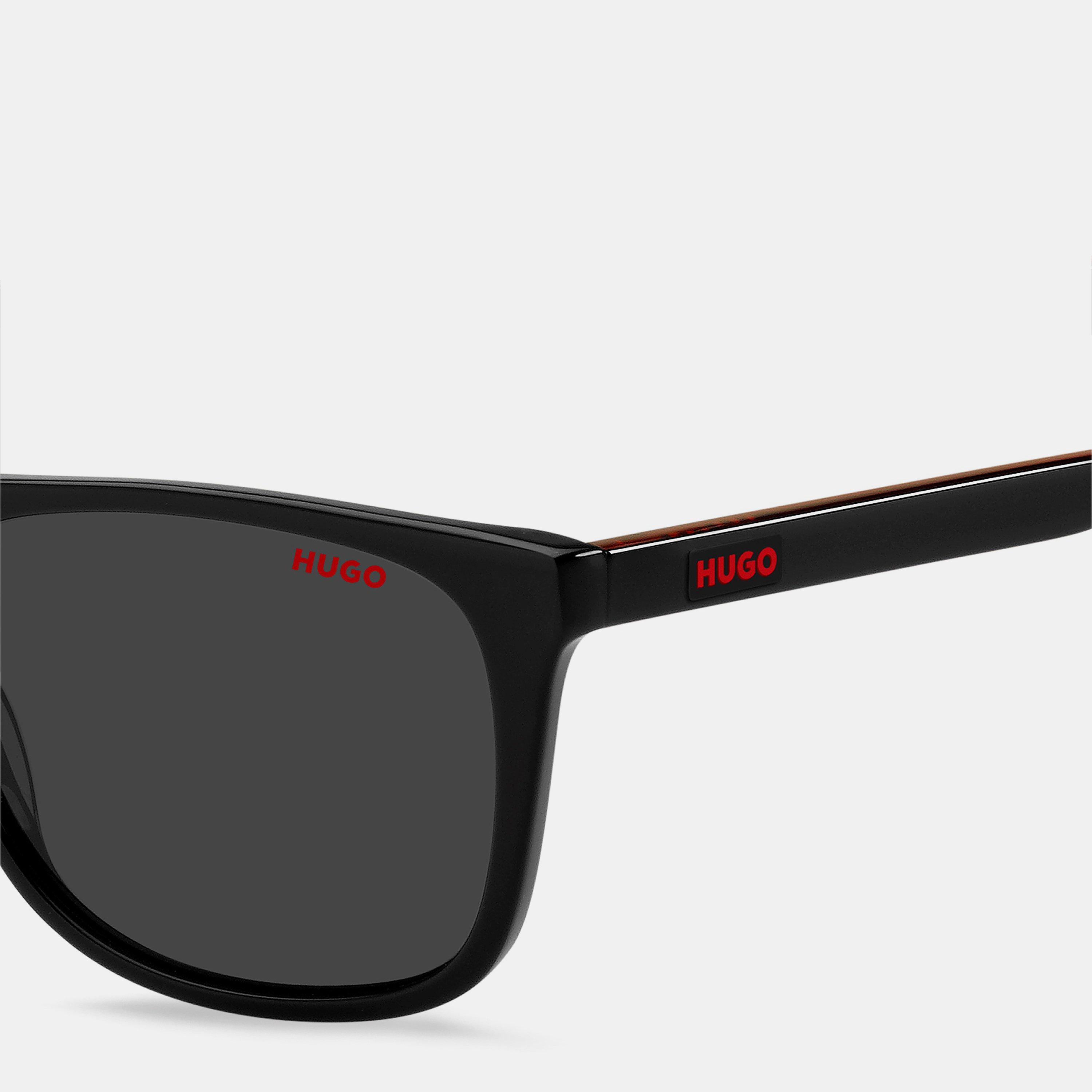 Black - Hugo - Men's Logo Detailed Square Sunglasses - 5
