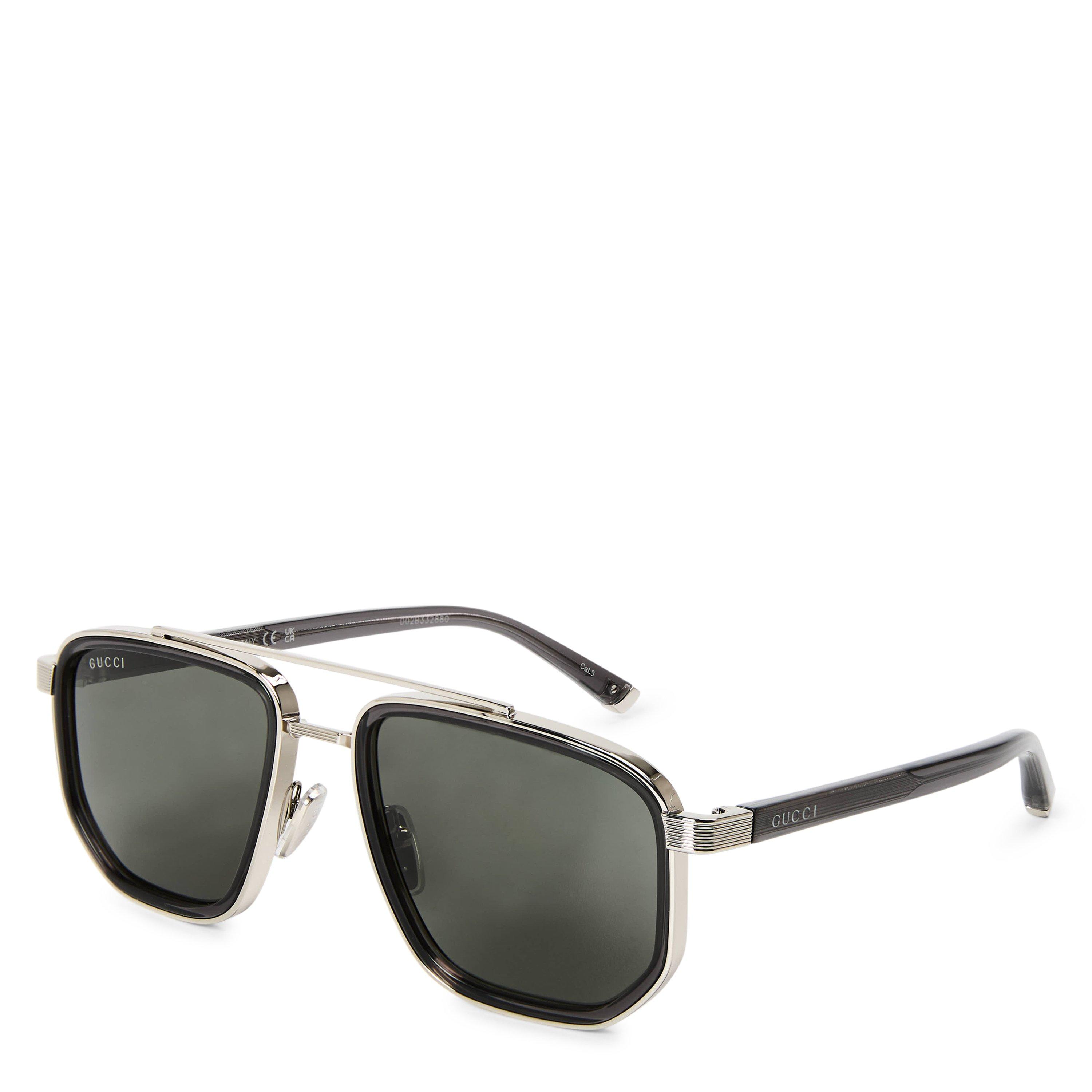 Silver/Grey - Gucci - Gucci GG2073S Men’s Square Aviator Sunglasses - 1
