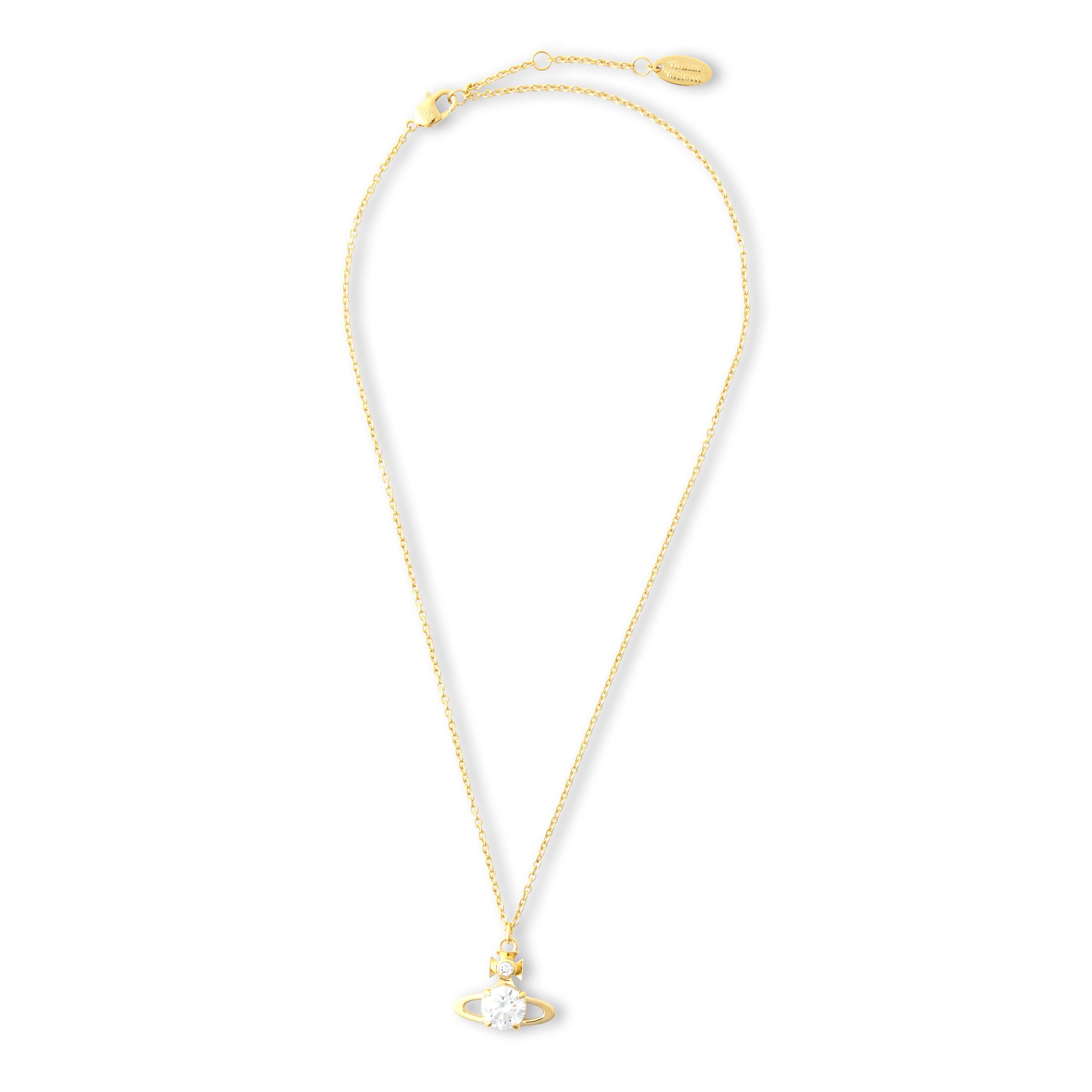 GOLD / WHITE CZ - Vivienne Westwood - Women's Viv Reina Large Orb Adjustable Pendant Necklace - 2