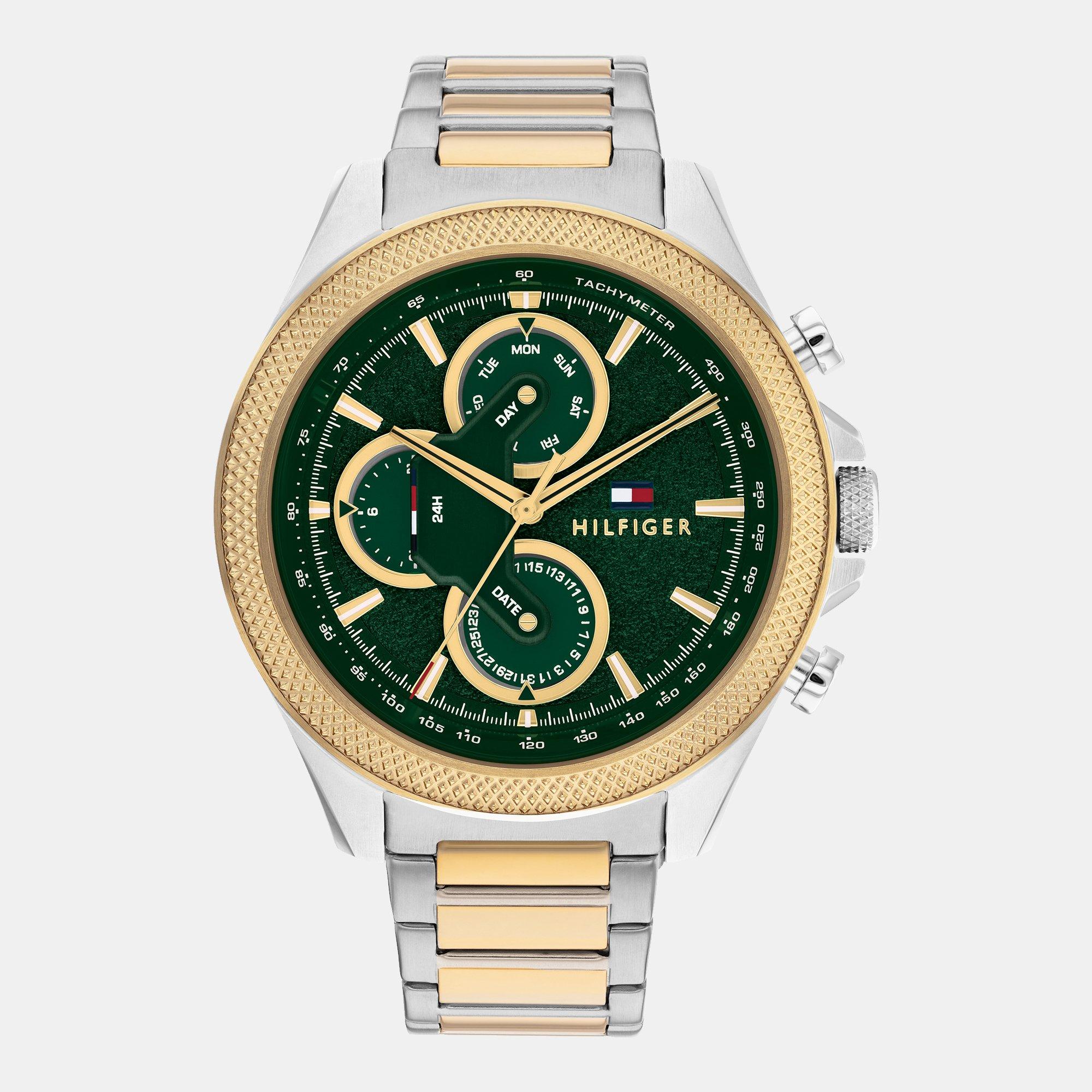 Green/Gold - Tommy Hilfiger - Two Tone Stainless Steel and Gold Plated Mens Watch - 1