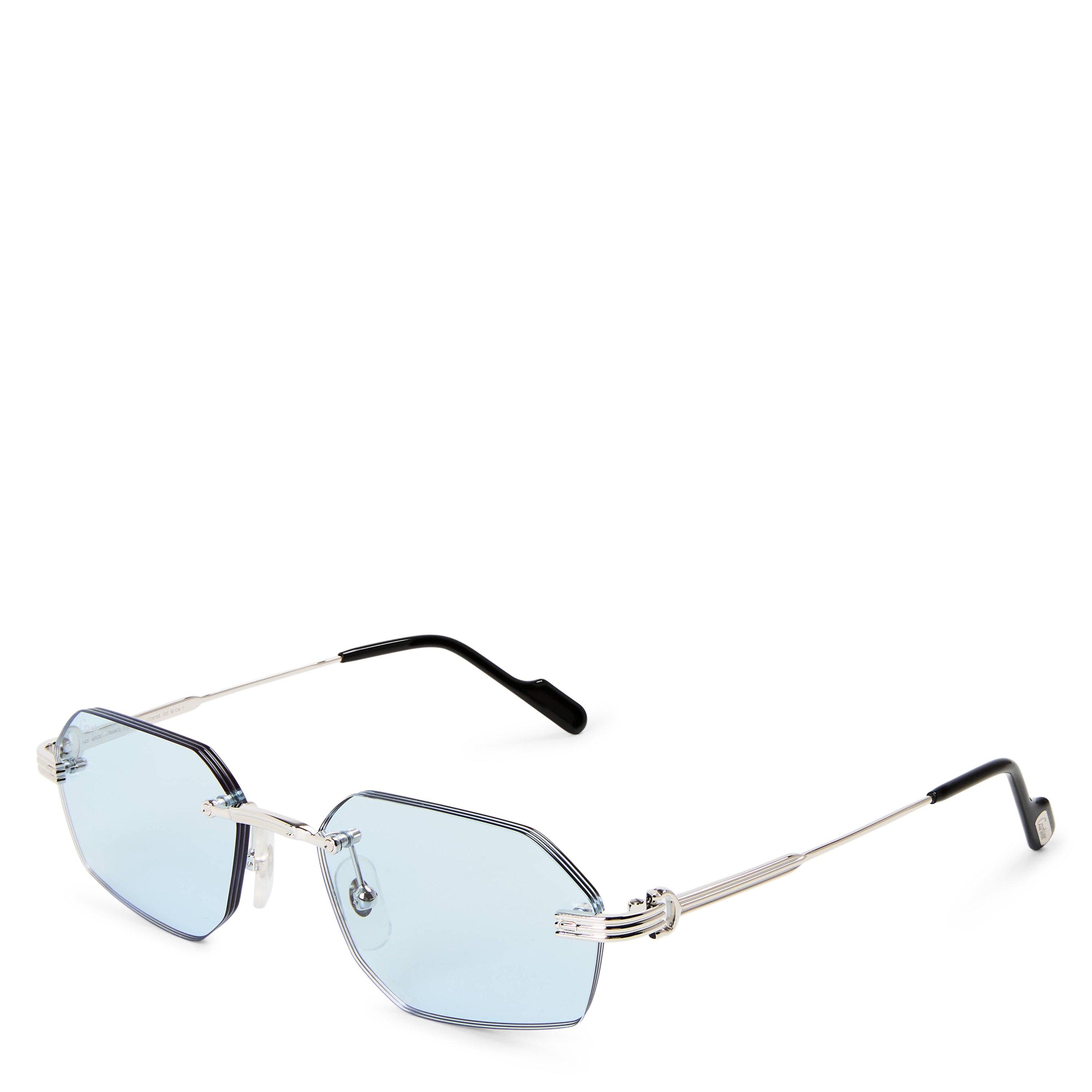 Silver/Blue - Cartier - Cartier CT0616S Mens Hexagon Sunglasses - 1