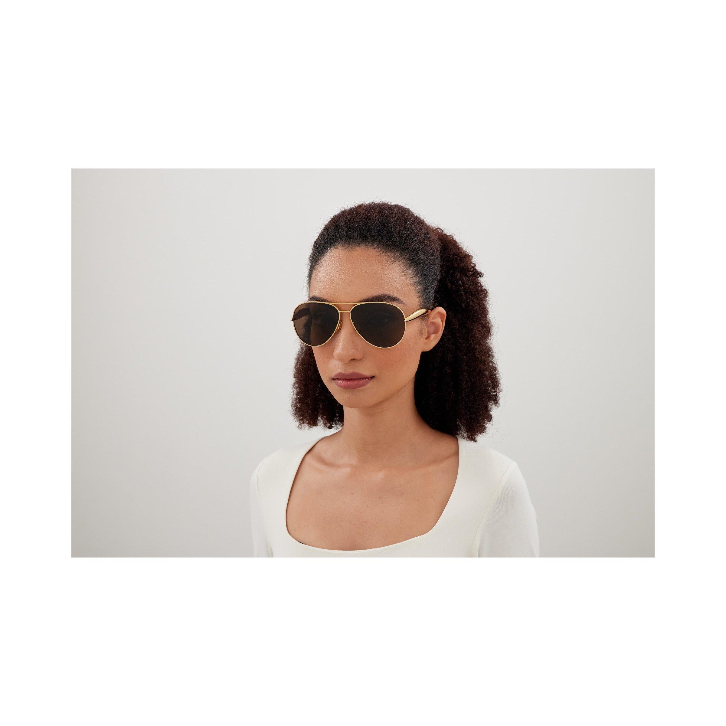 Gold/Brown - Bottega Veneta - Bottega Veneta Unisex BV1305S Aviator Sunglasses - 2