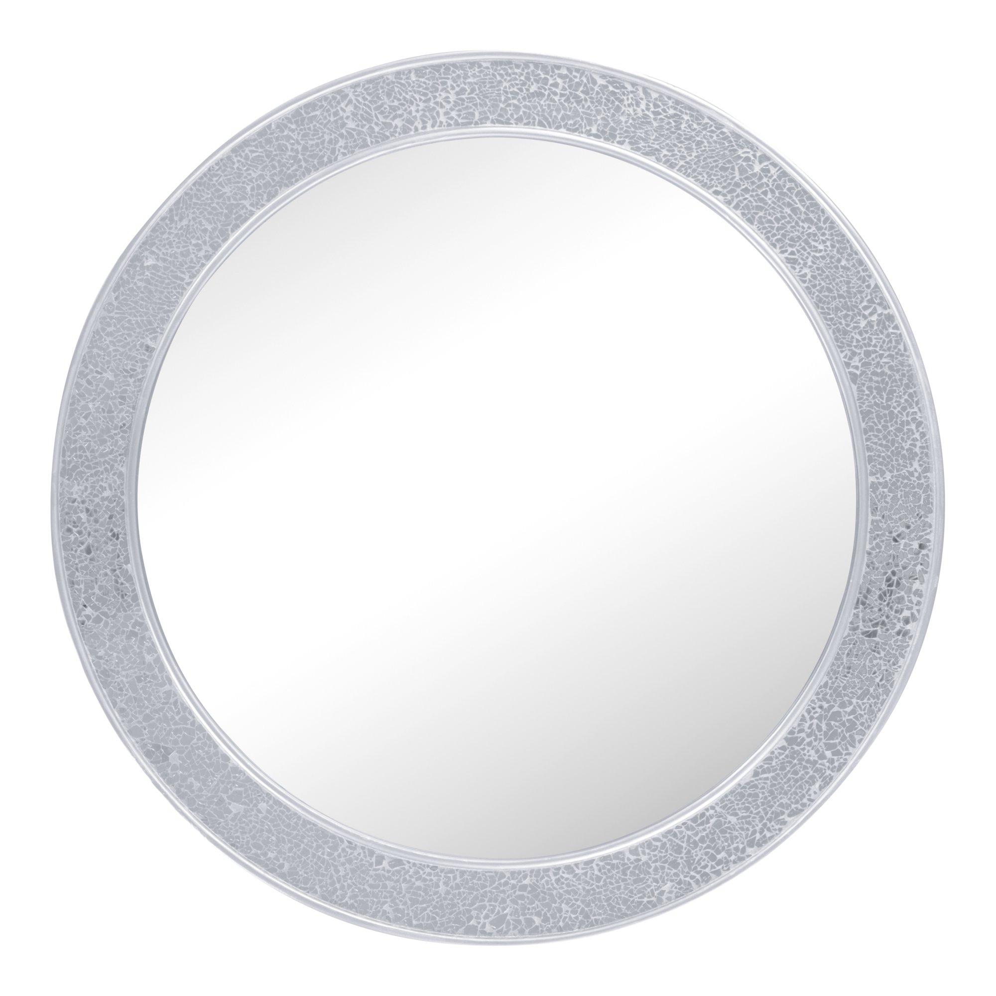 Nestwell  Round Mosaic / Crackle Wall Mirror - Silver - 74 x 74cm