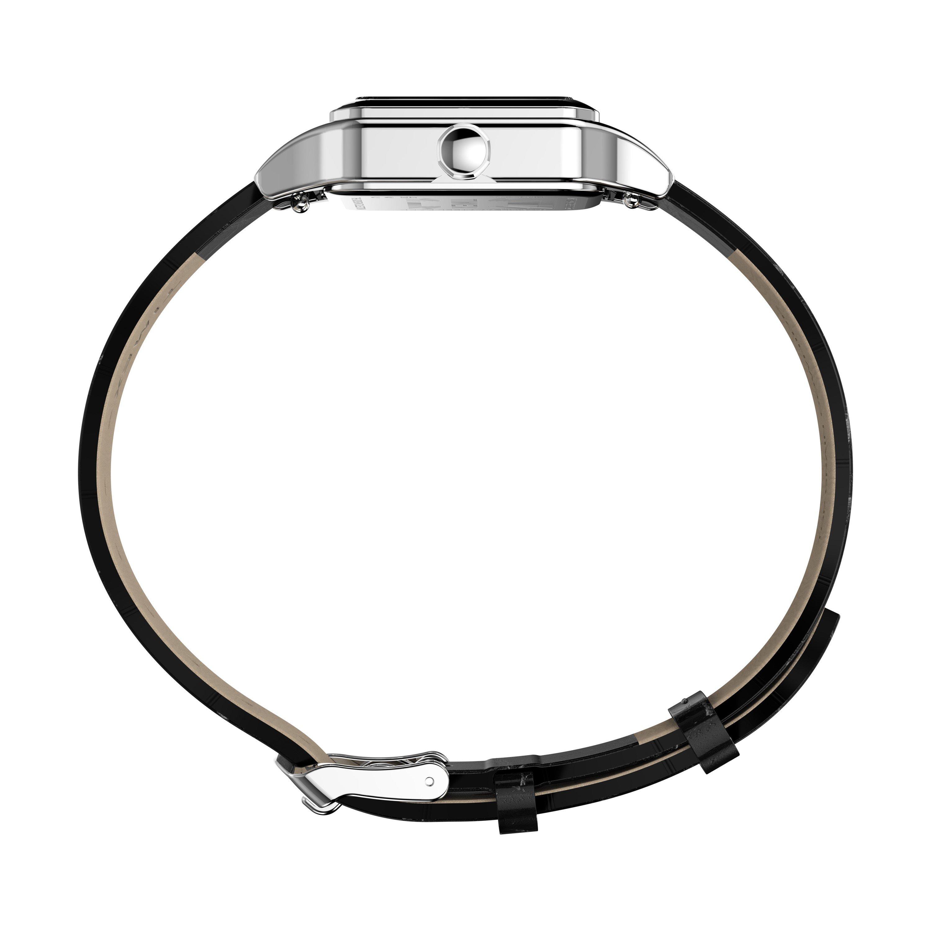 Silver/Black - Timex - Trend Square Leather Analogue Quartz Watch - 2