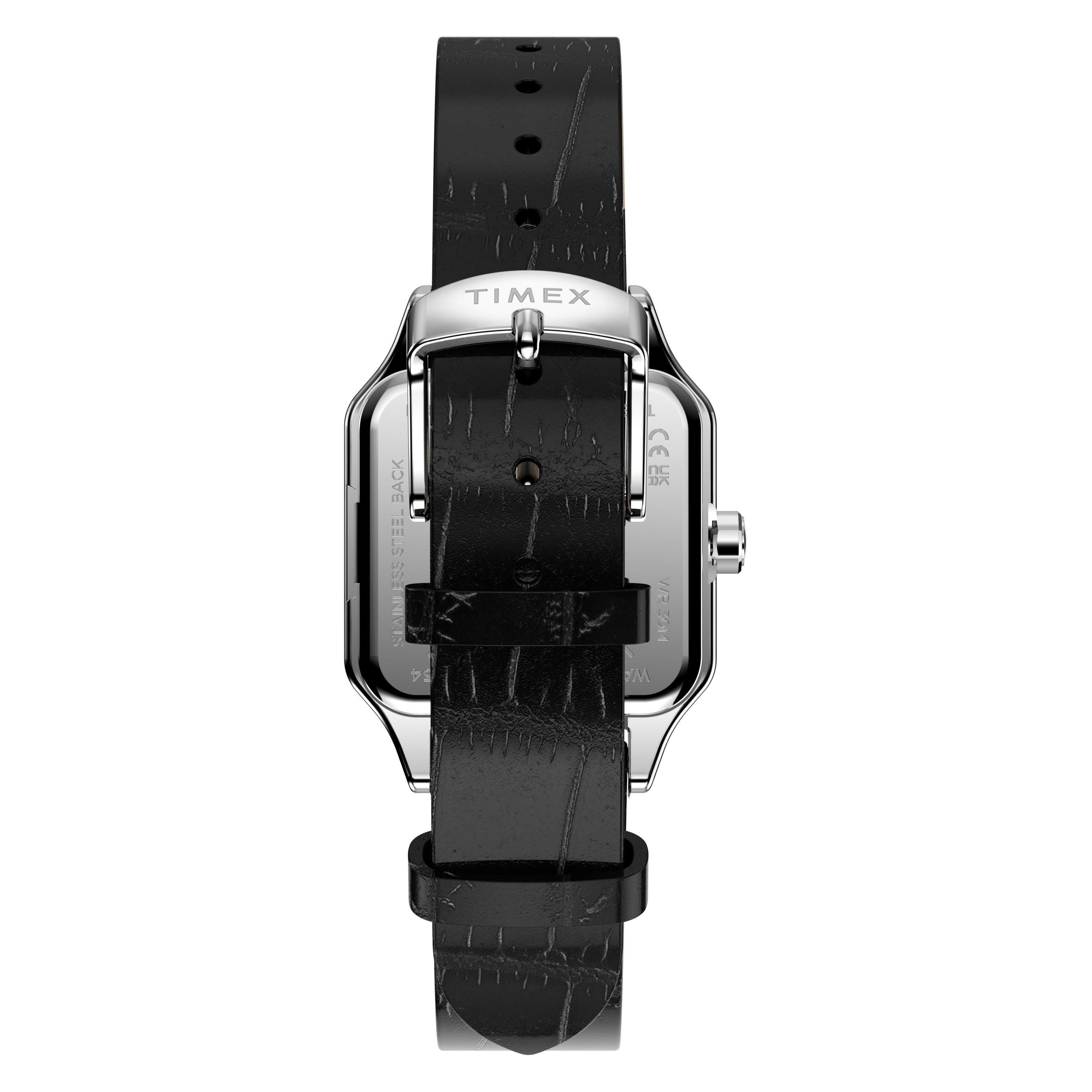 Silver/Black - Timex - Trend Square Leather Analogue Quartz Watch - 3