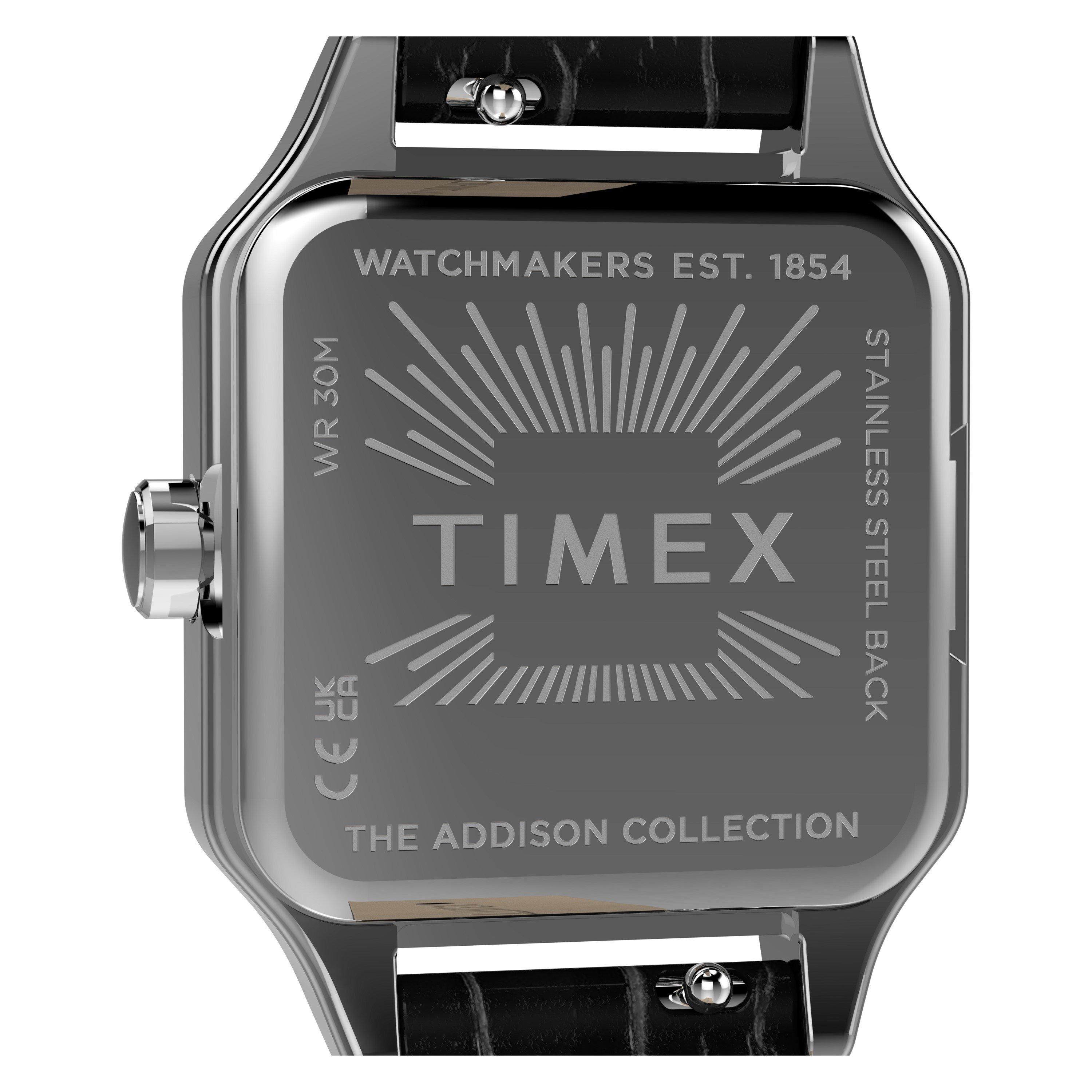 Silver/Black - Timex - Trend Square Leather Analogue Quartz Watch - 4