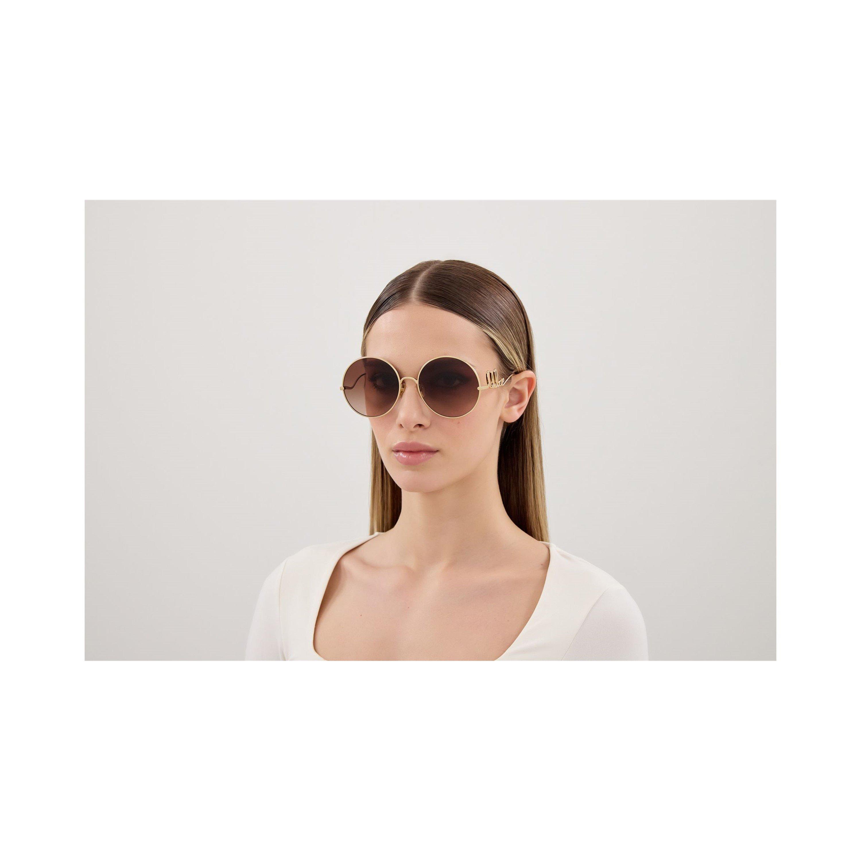 Gold/Brown - Chloe - Chloe Womens CH0329S Icon Round Sunglasses - 3