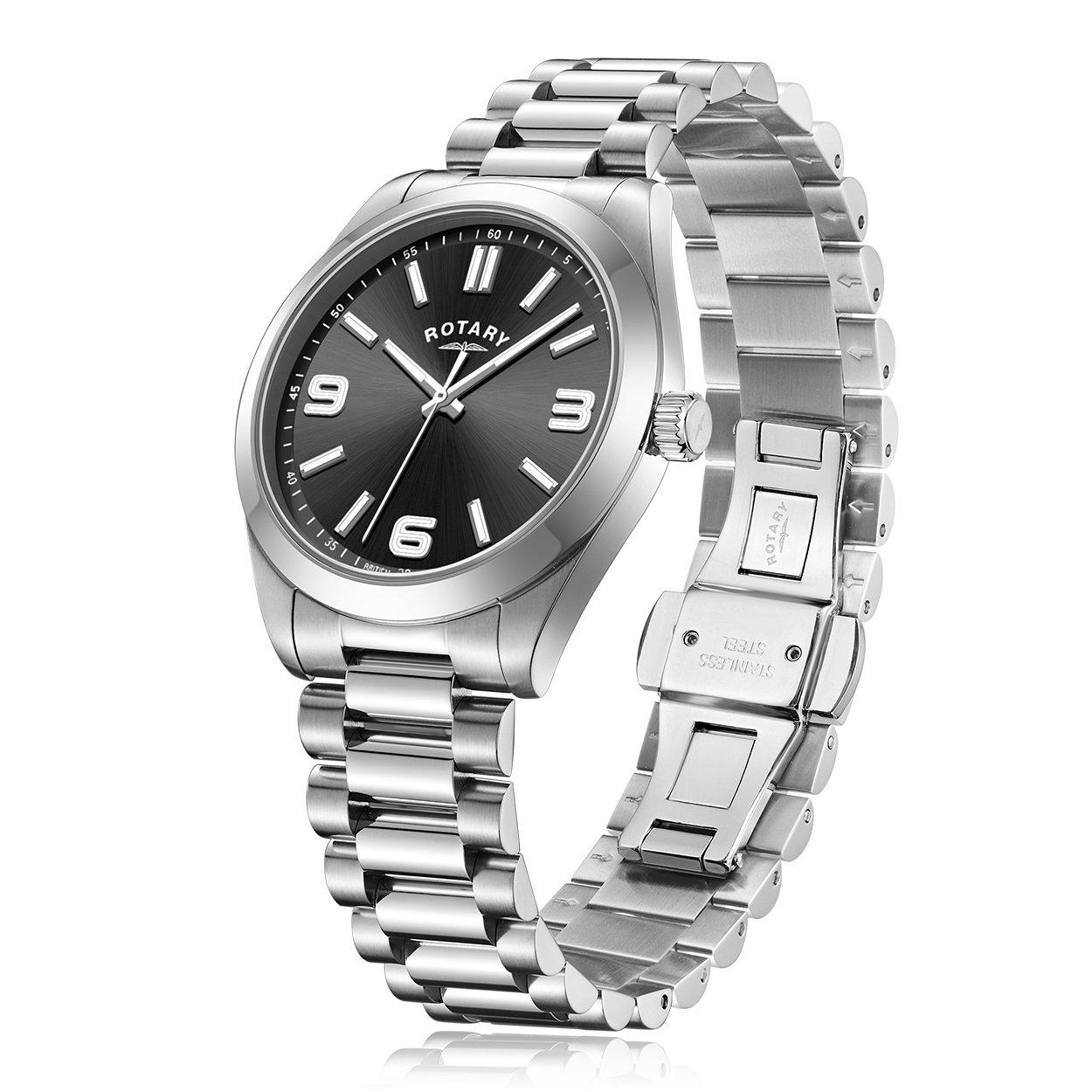 Black/Silver - Rotary - Men's Analogue Quartz Watch - 2