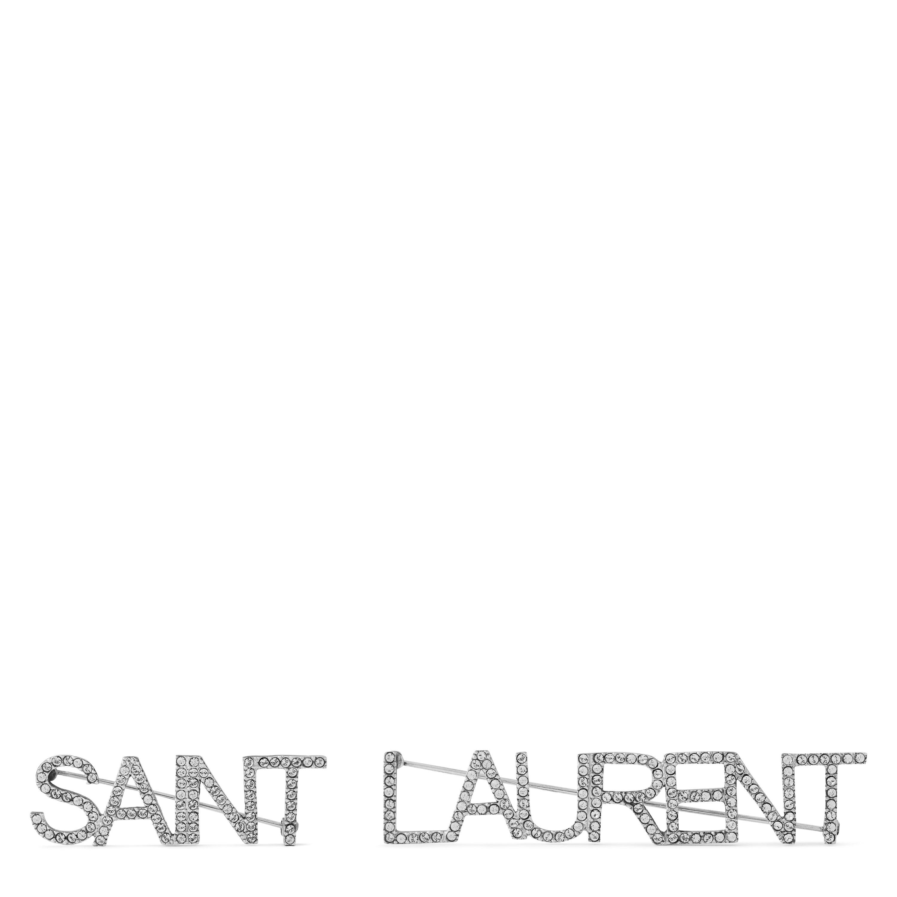 Silver/Crystal - Saint Laurent - Logo Brooches - 1