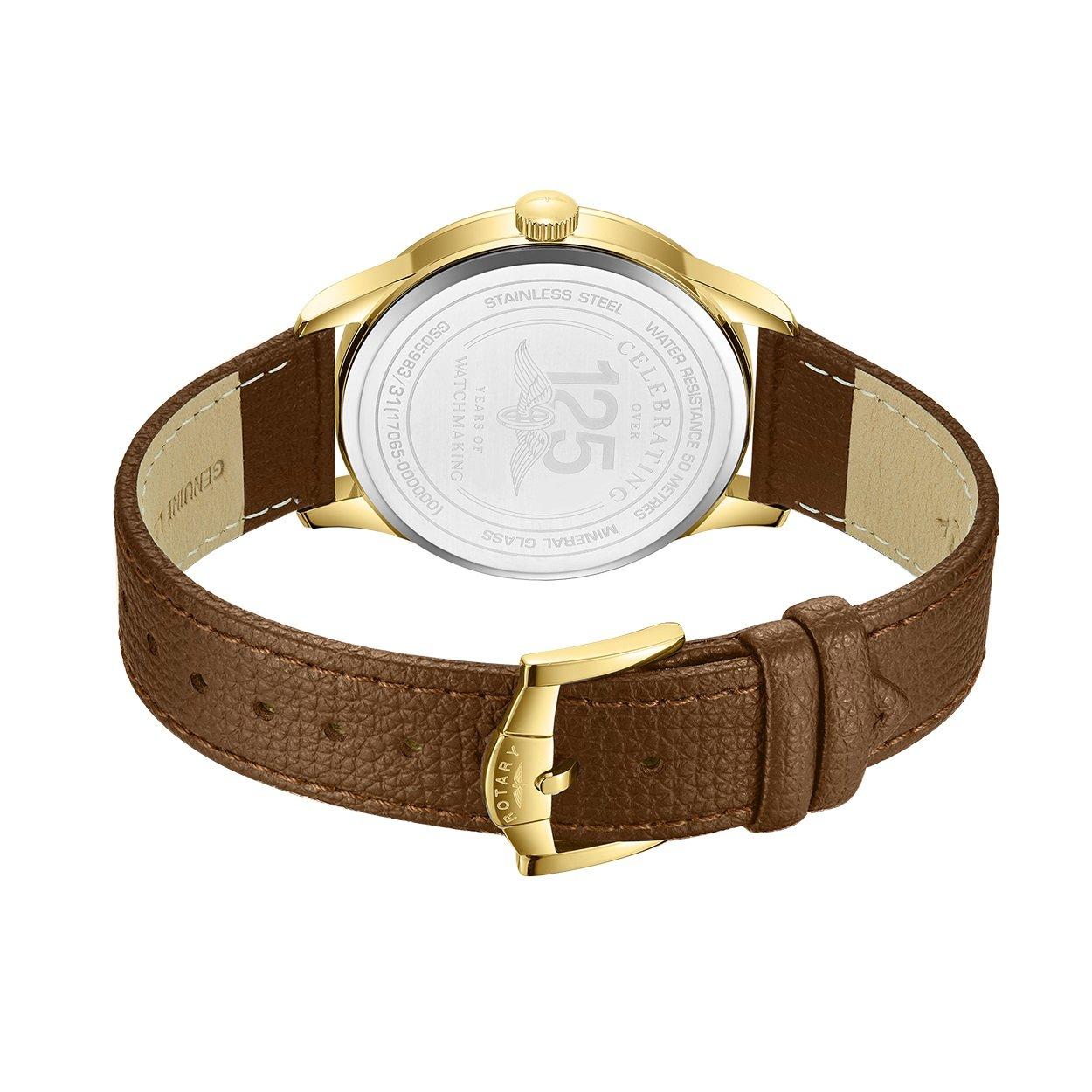 Cream/Brown - Rotary - Men's Traditional Dress Analogue Quartz Watch - 3