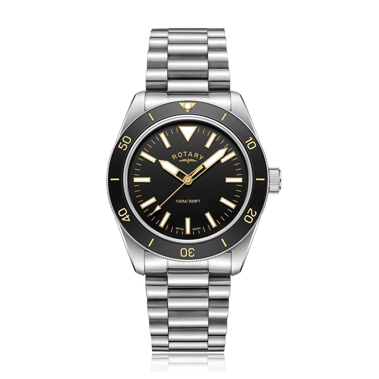 Rotary Men's Analogue Quartz Watch - Black/Silver