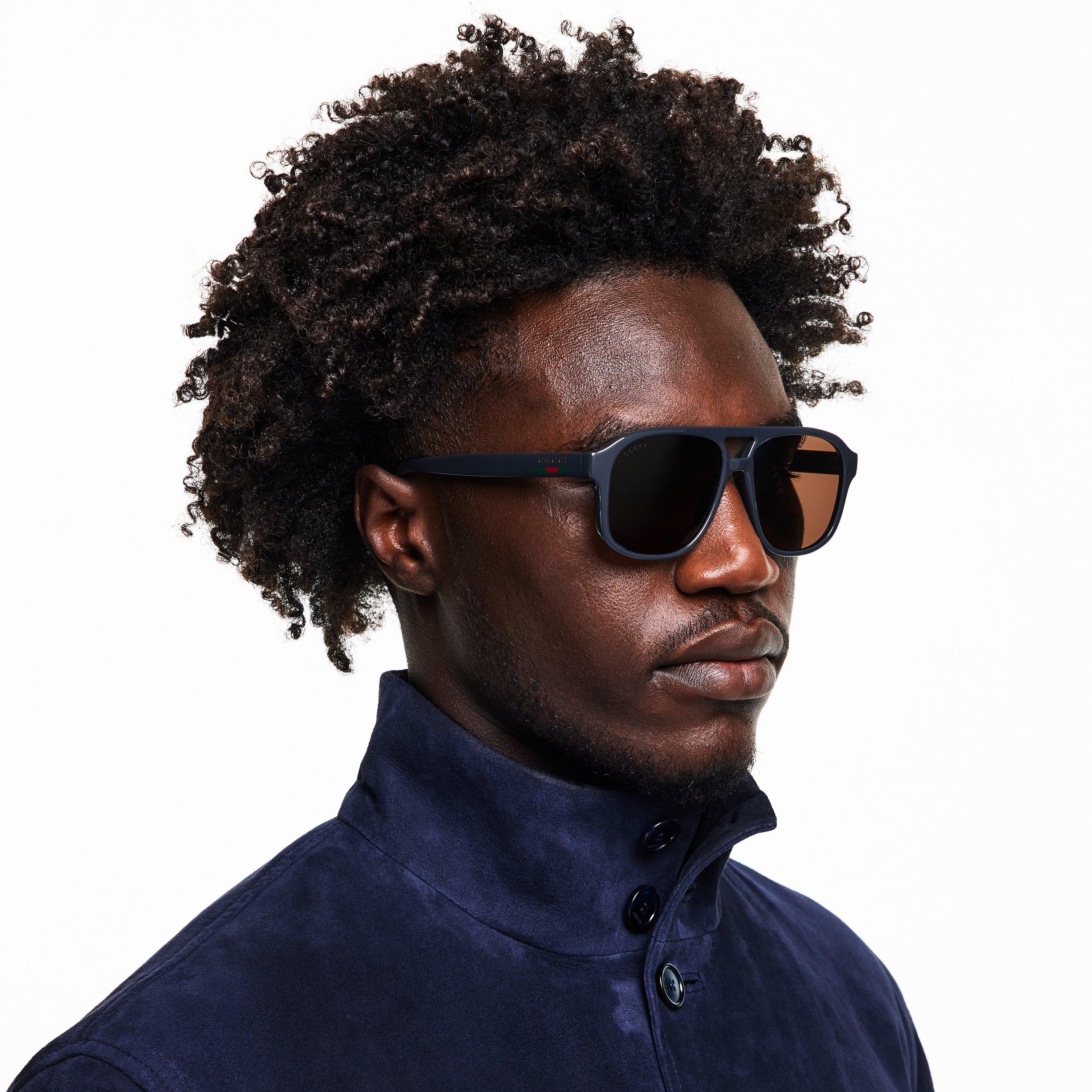 Grey/Brown - Gucci - Men's Aviator Sunglasses - 2