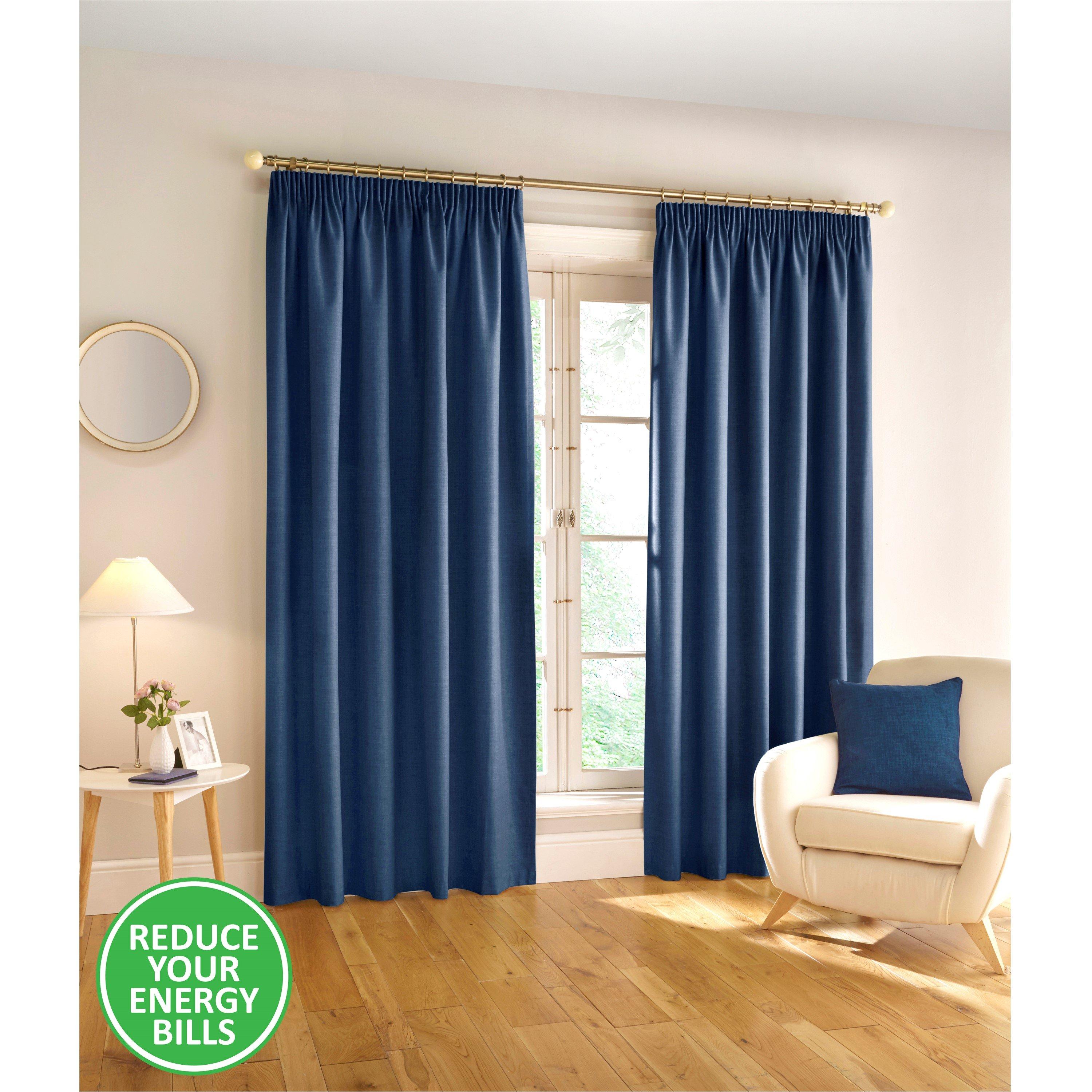 Navy - Enhanced Living - Harvard Blackout Thermal Tape Top Curtain - 1