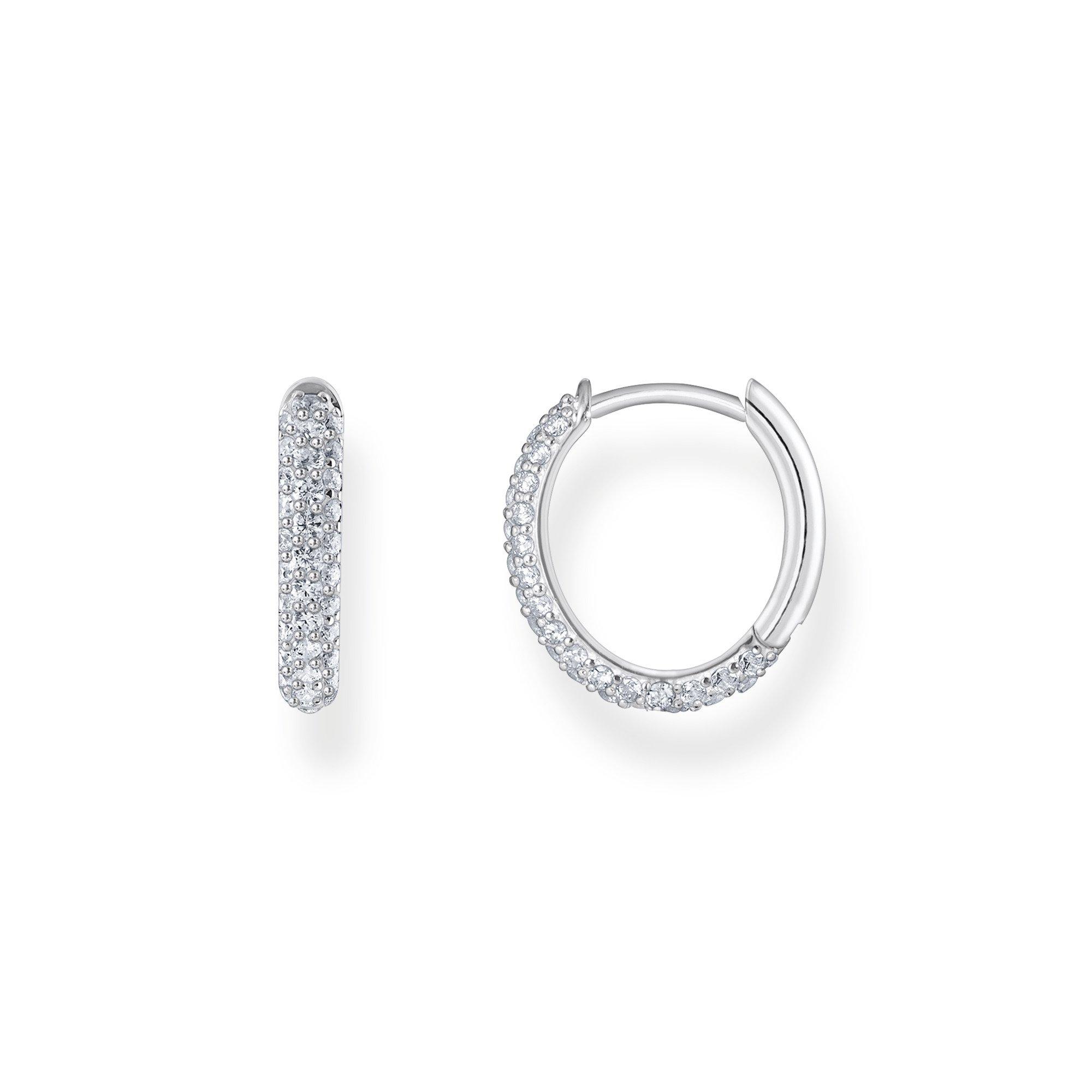 white - Thomas Sabo - Women's Pave Hoop Earrings - 1