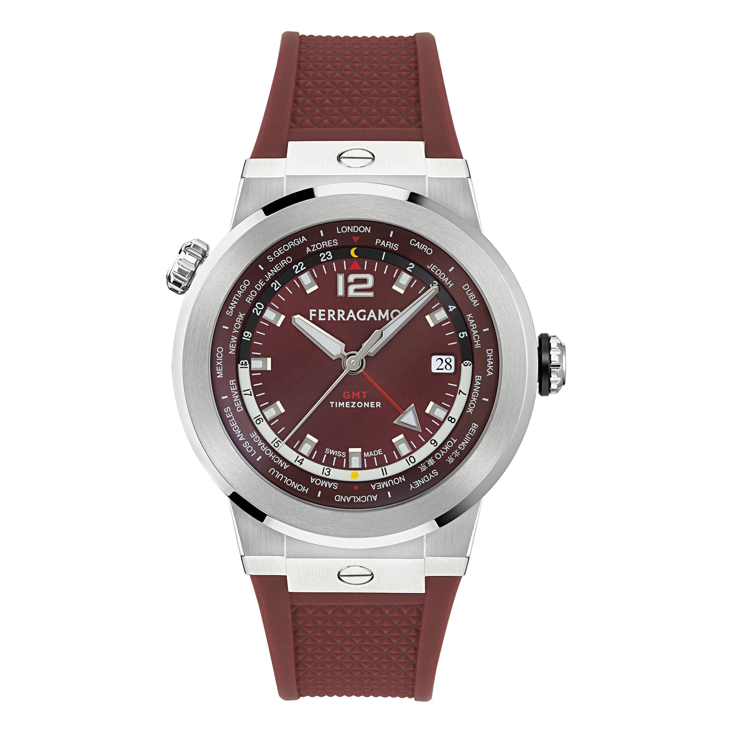 Burgundy/Silve - Ferragamo - Men's Edge Analogue Quartz Watch - 1