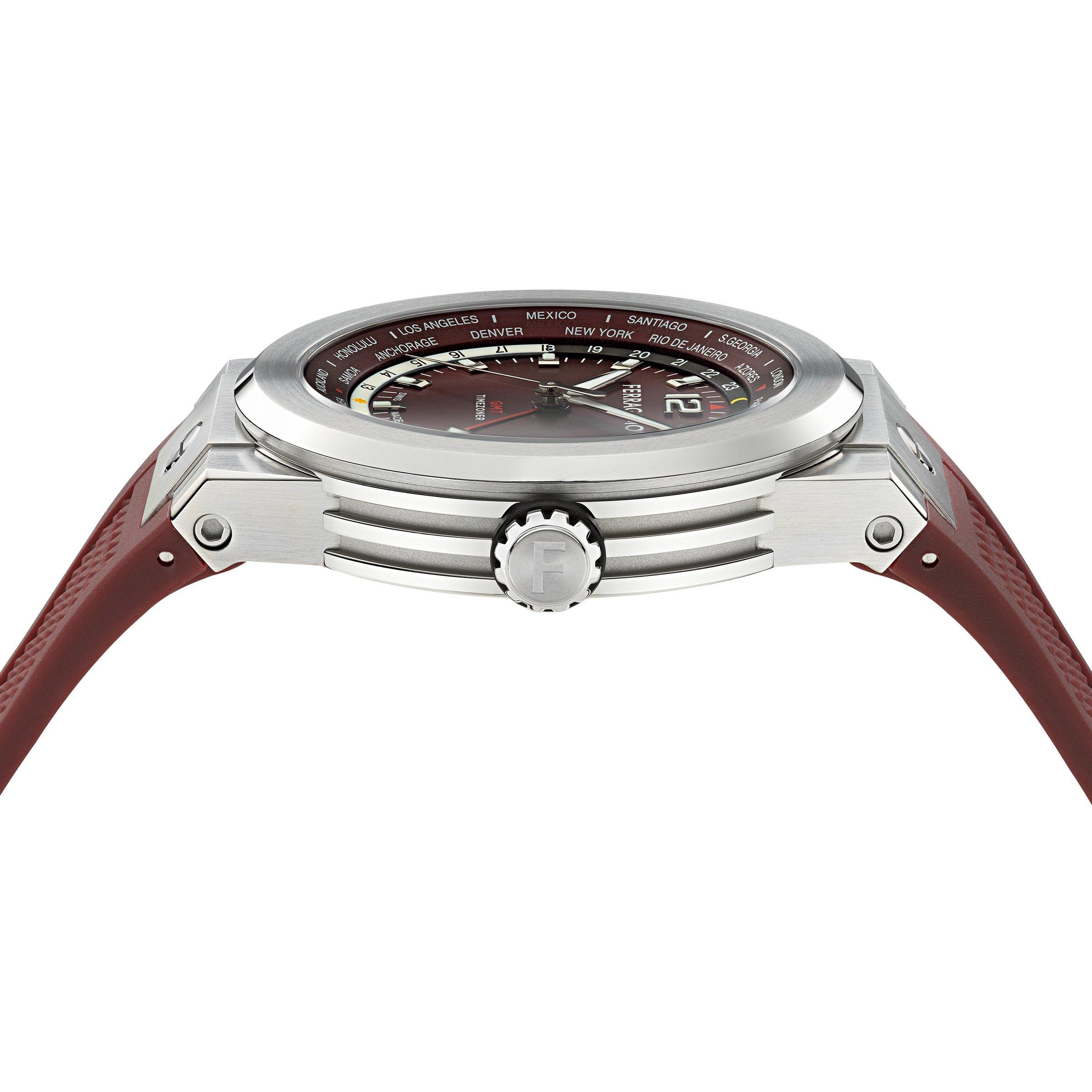 Burgundy/Silve - Ferragamo - Men's Edge Analogue Quartz Watch - 2