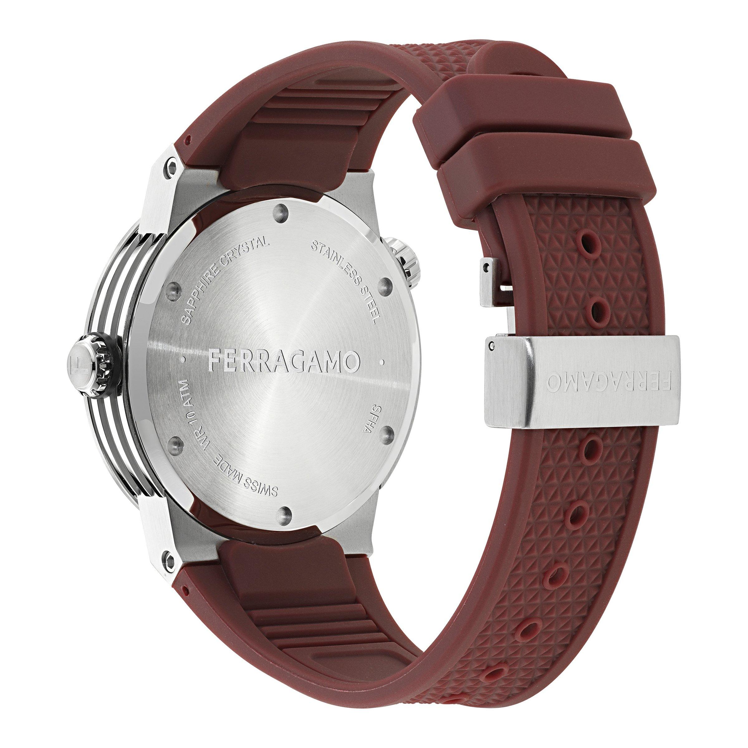 Burgundy/Silve - Ferragamo - Men's Edge Analogue Quartz Watch - 3