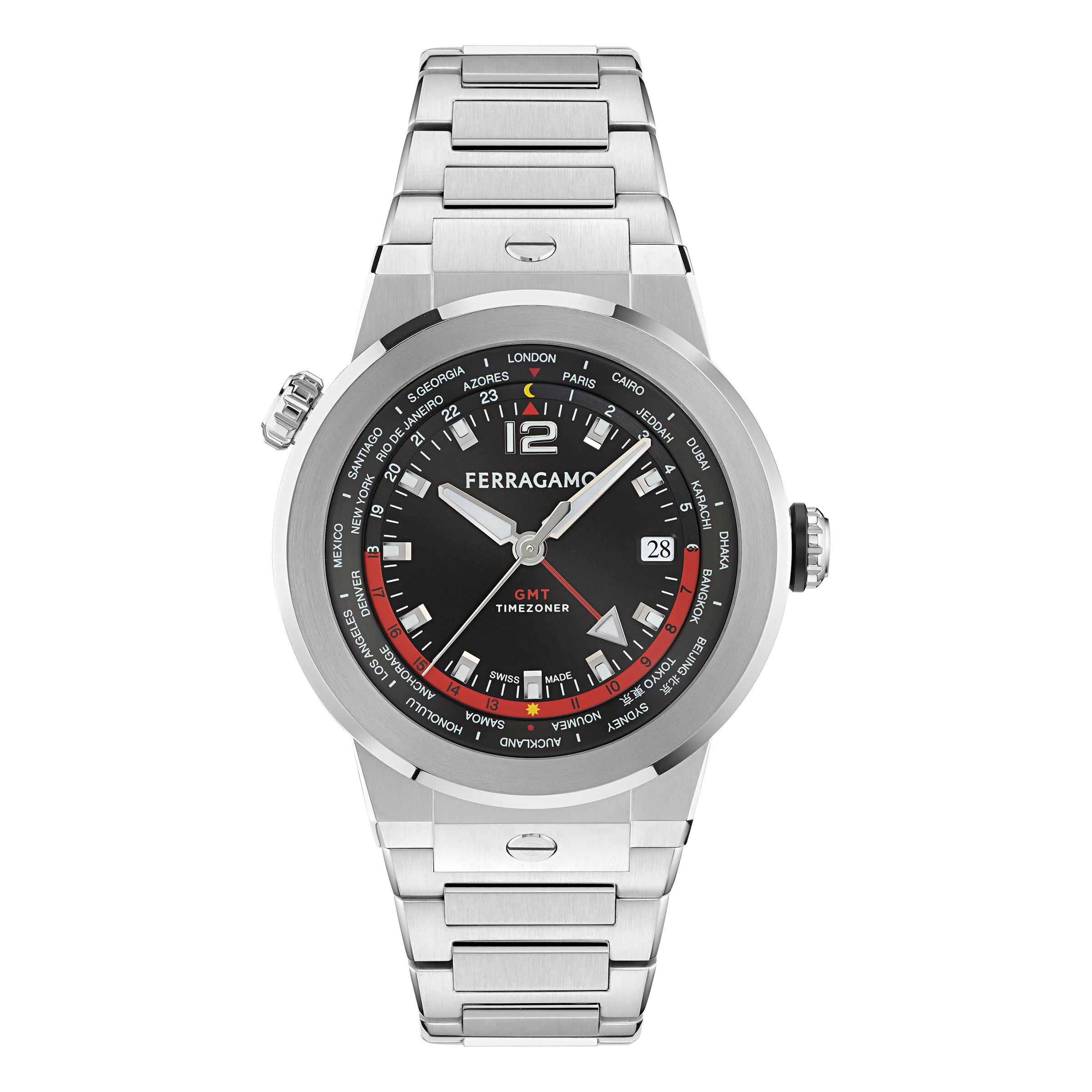 Black/Silver - Ferragamo - Men's F-80 Tonneau Analogue Quartz Watch - 1