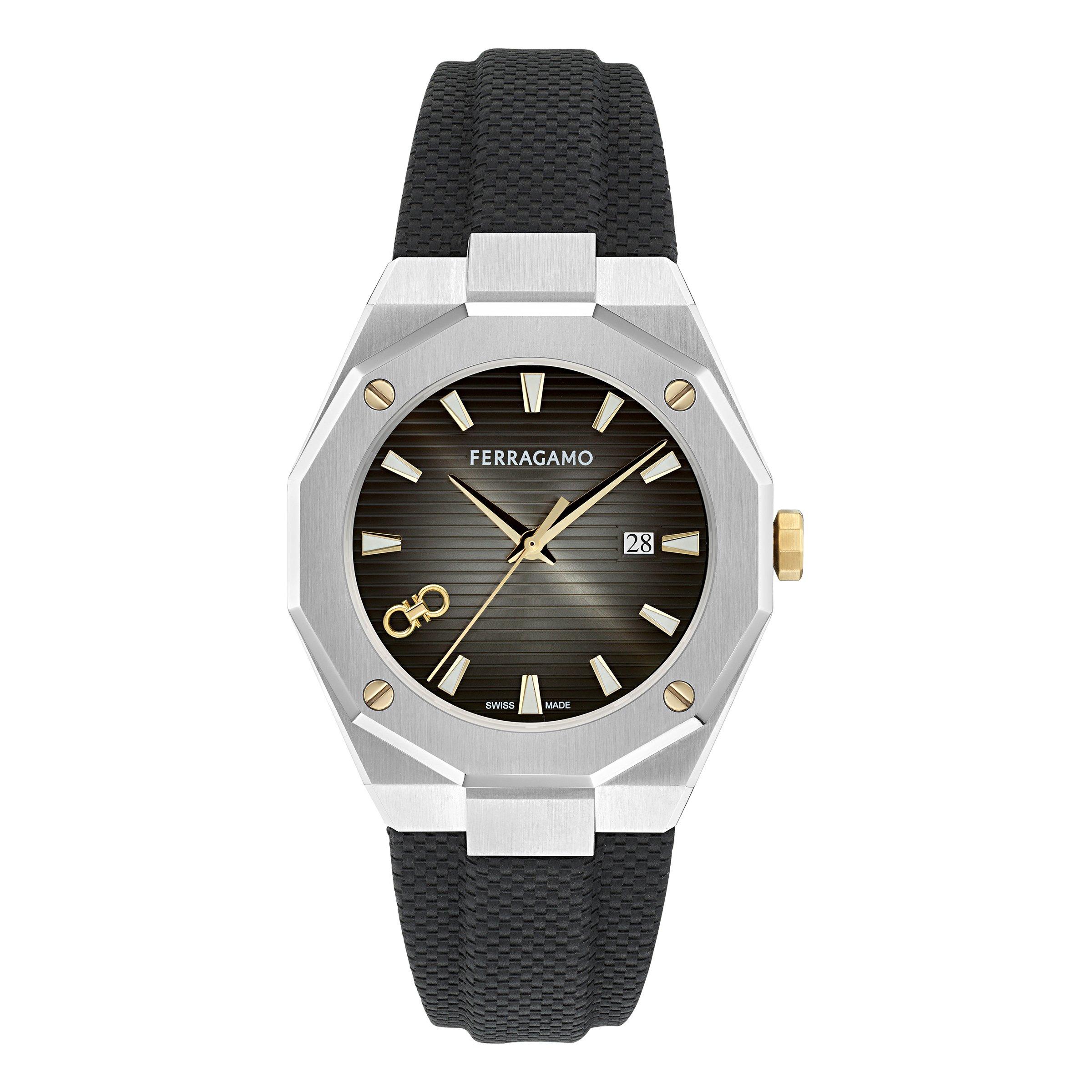 Black/Silver - Ferragamo - Men's F-80 Tonneau Analogue Quartz Watch - 1