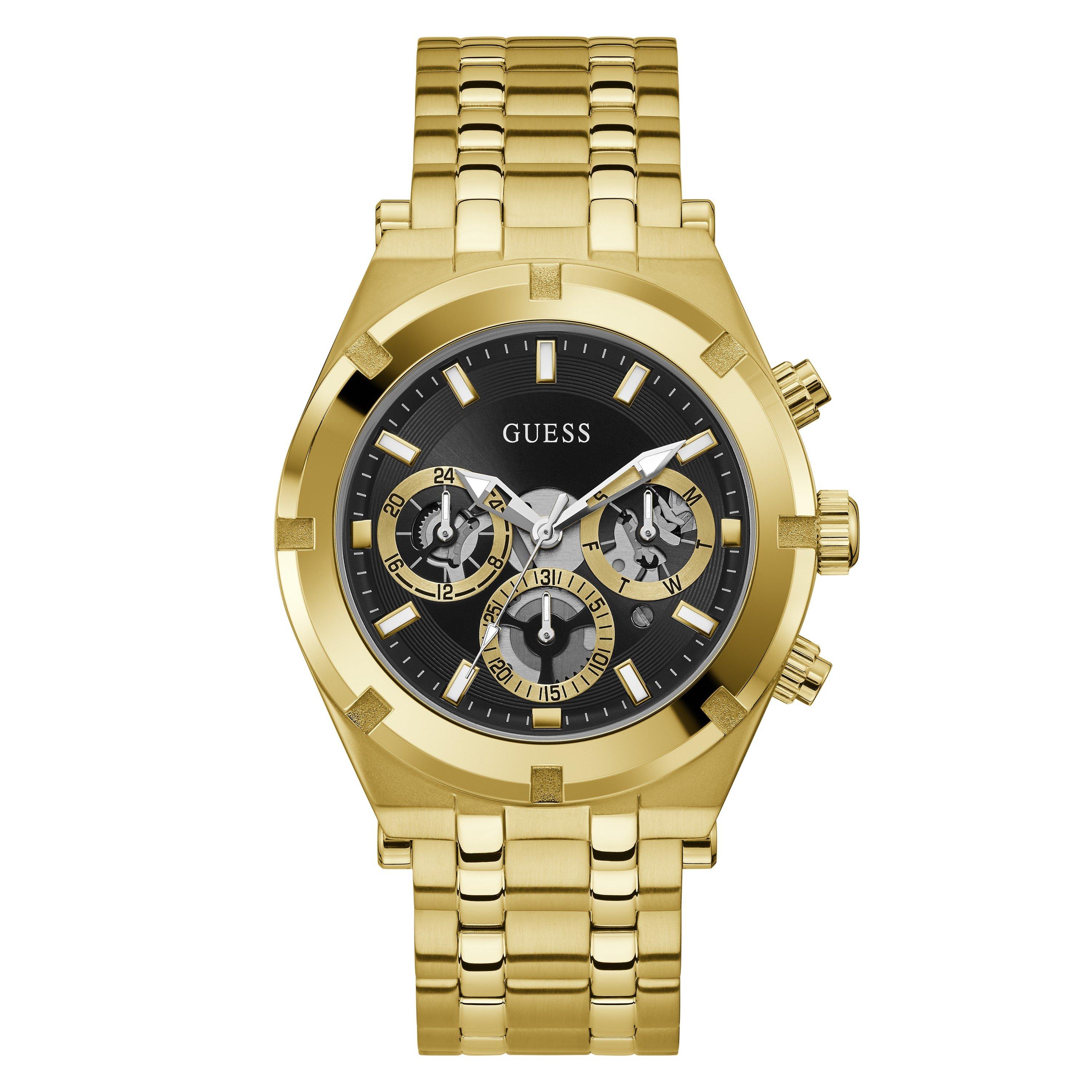 Gold - Guess - Guess Gents Gold Watch With Black Dial - 1