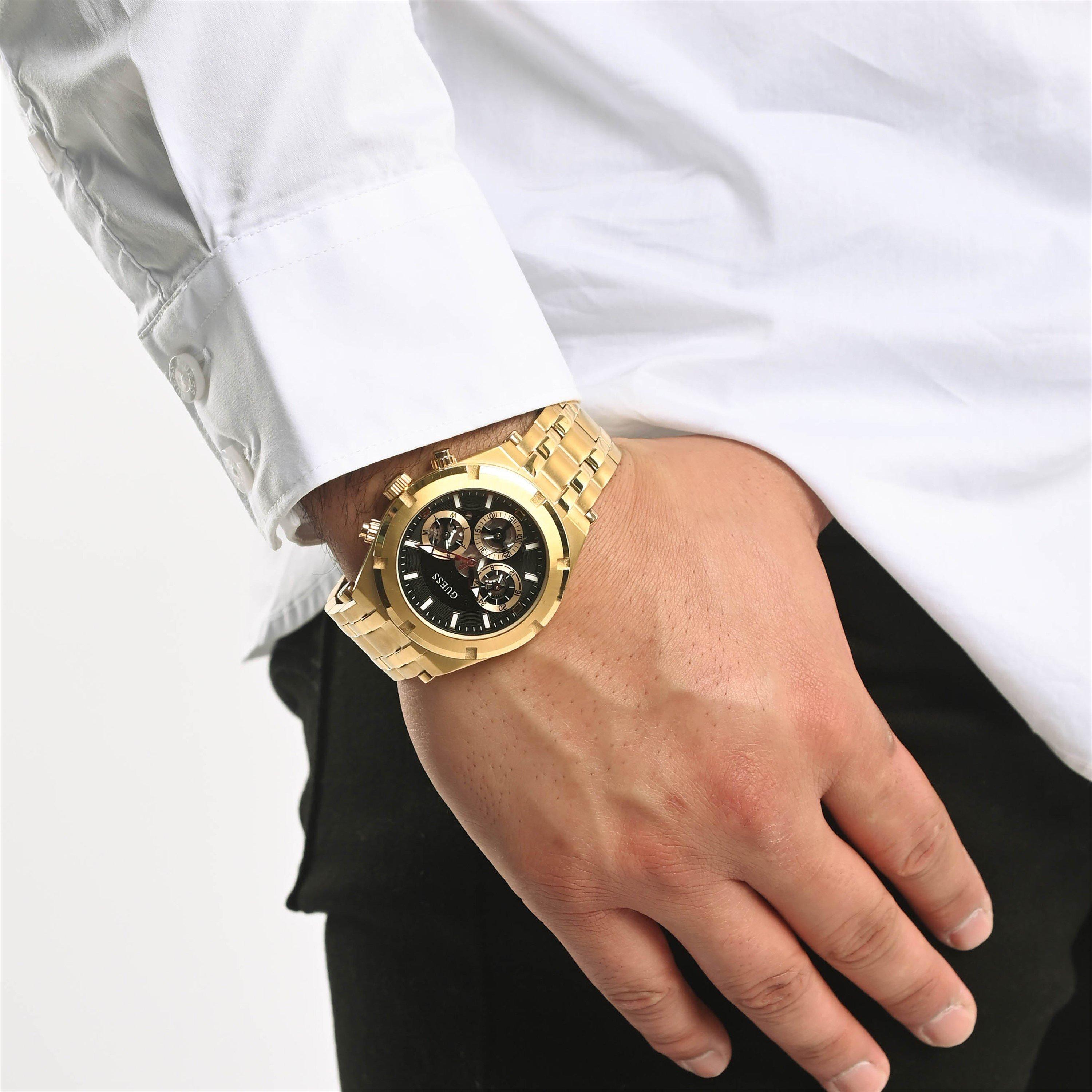 Gold - Guess - Guess Gents Gold Watch With Black Dial - 2