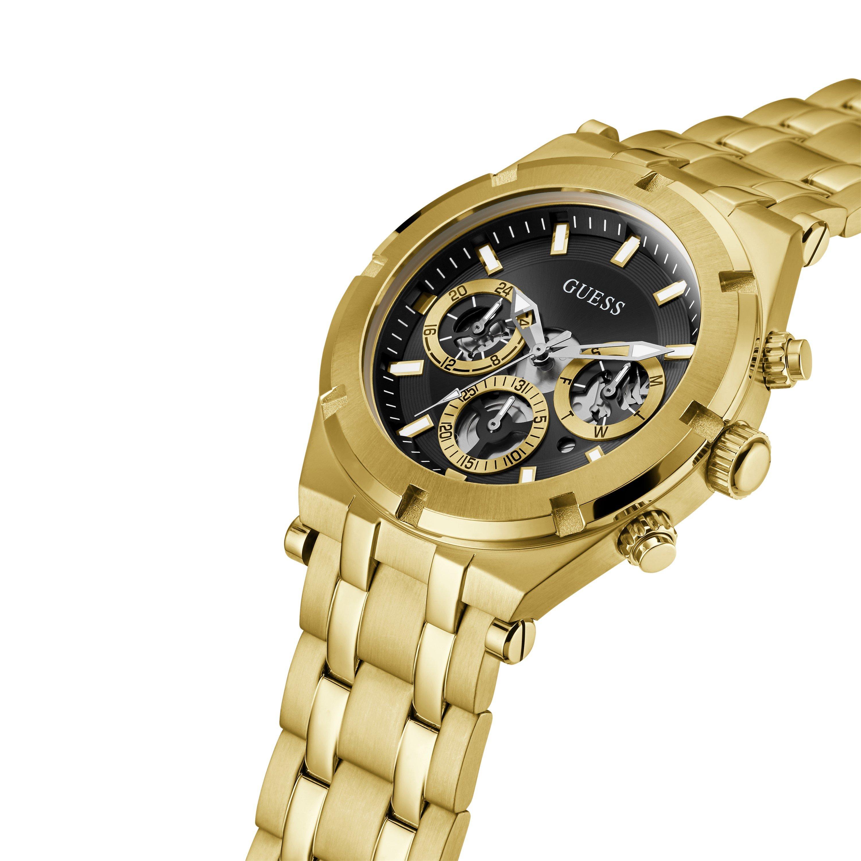 Gold - Guess - Guess Gents Gold Watch With Black Dial - 7
