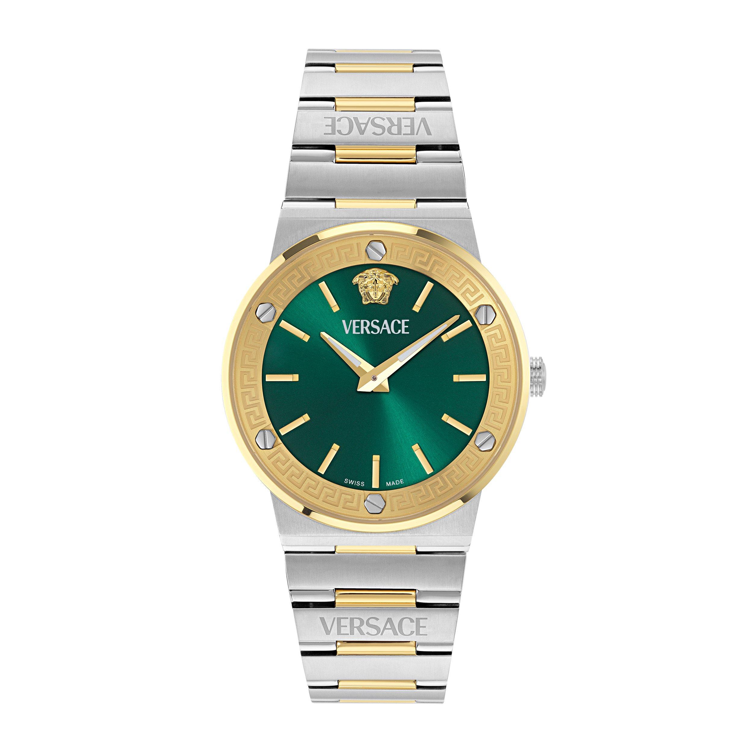 Versace Mens Greca Logo Aereo Watch - Green/Steel - Size 38 mm