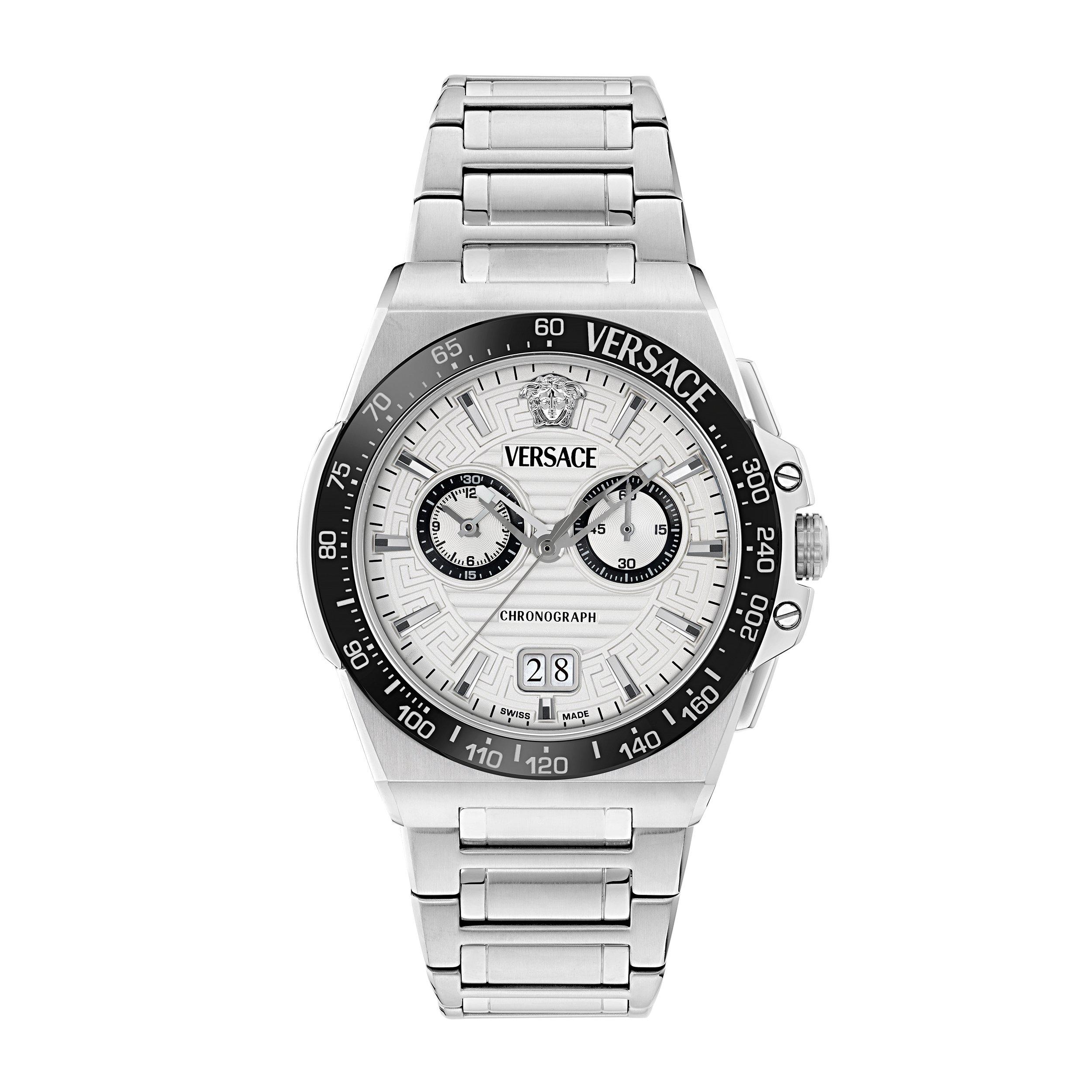 Versace Mens Greca Reaction Watch - Silver/Steel - Size 43 mm