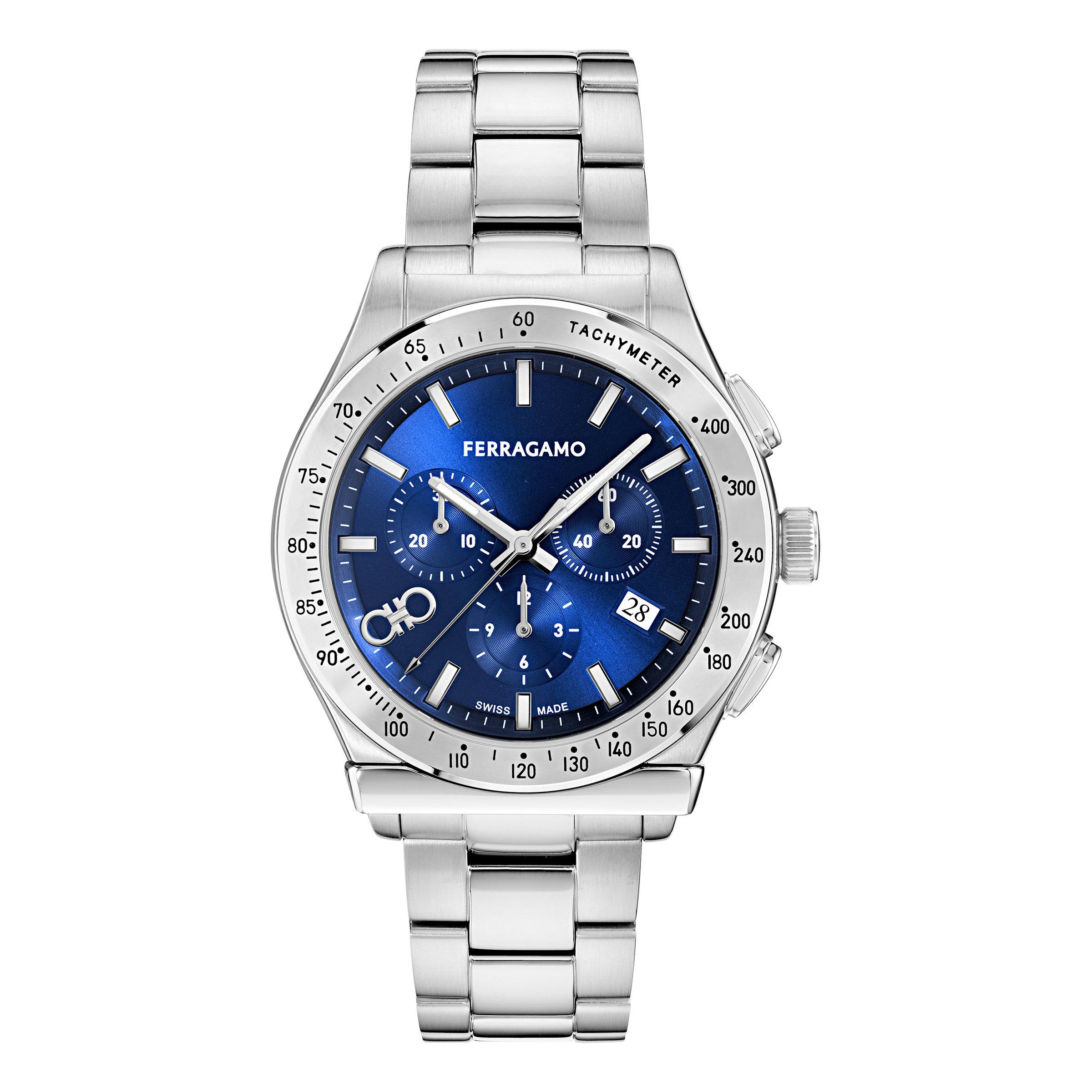 Blue/Silver - Ferragamo - Men's Chrono Analogue Quartz Watch - 1