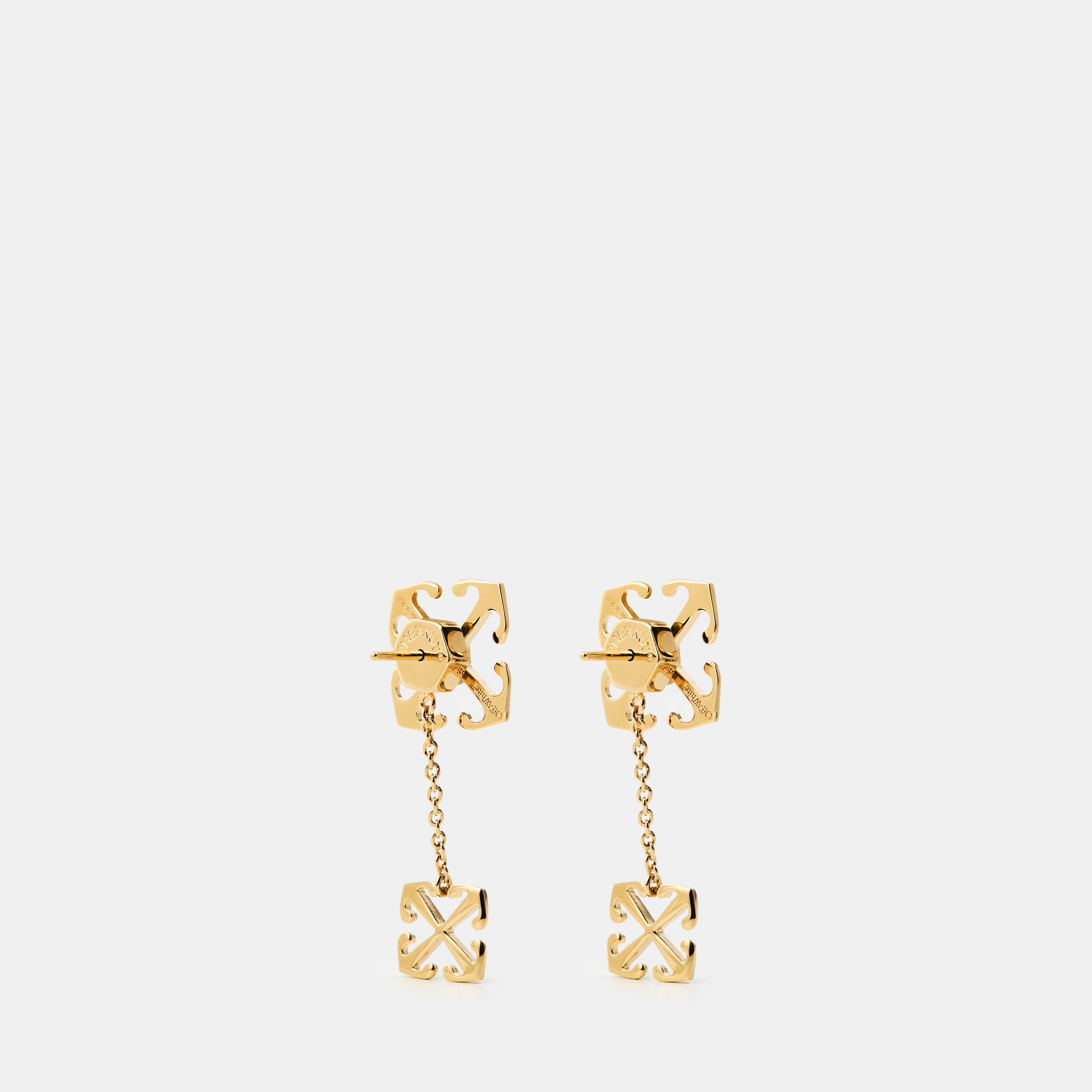 Gold - Off White - Women's Jewellery Chain with Earrings - 2