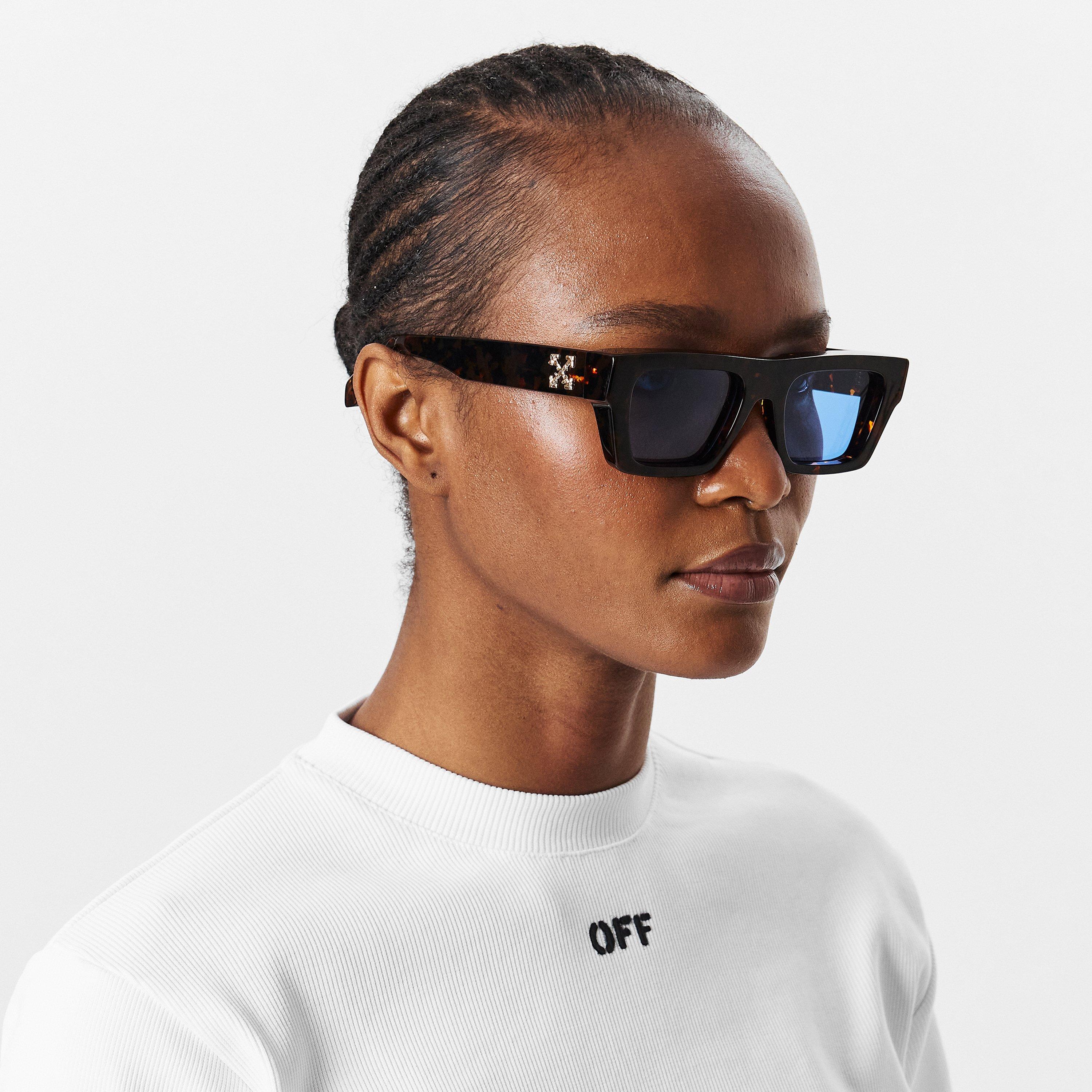 Havana/Blue - Off White - Oregon Square Sunglasses - 3