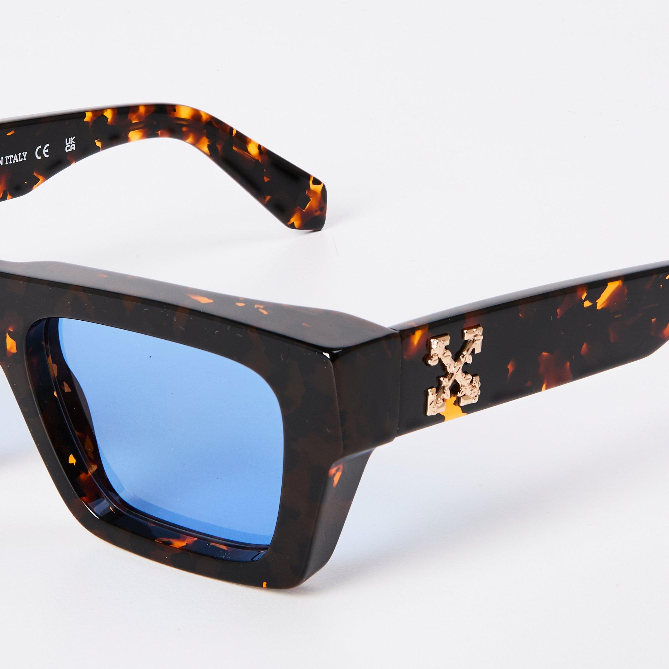 Havana/Blue - Off White - Oregon Square Sunglasses - 4