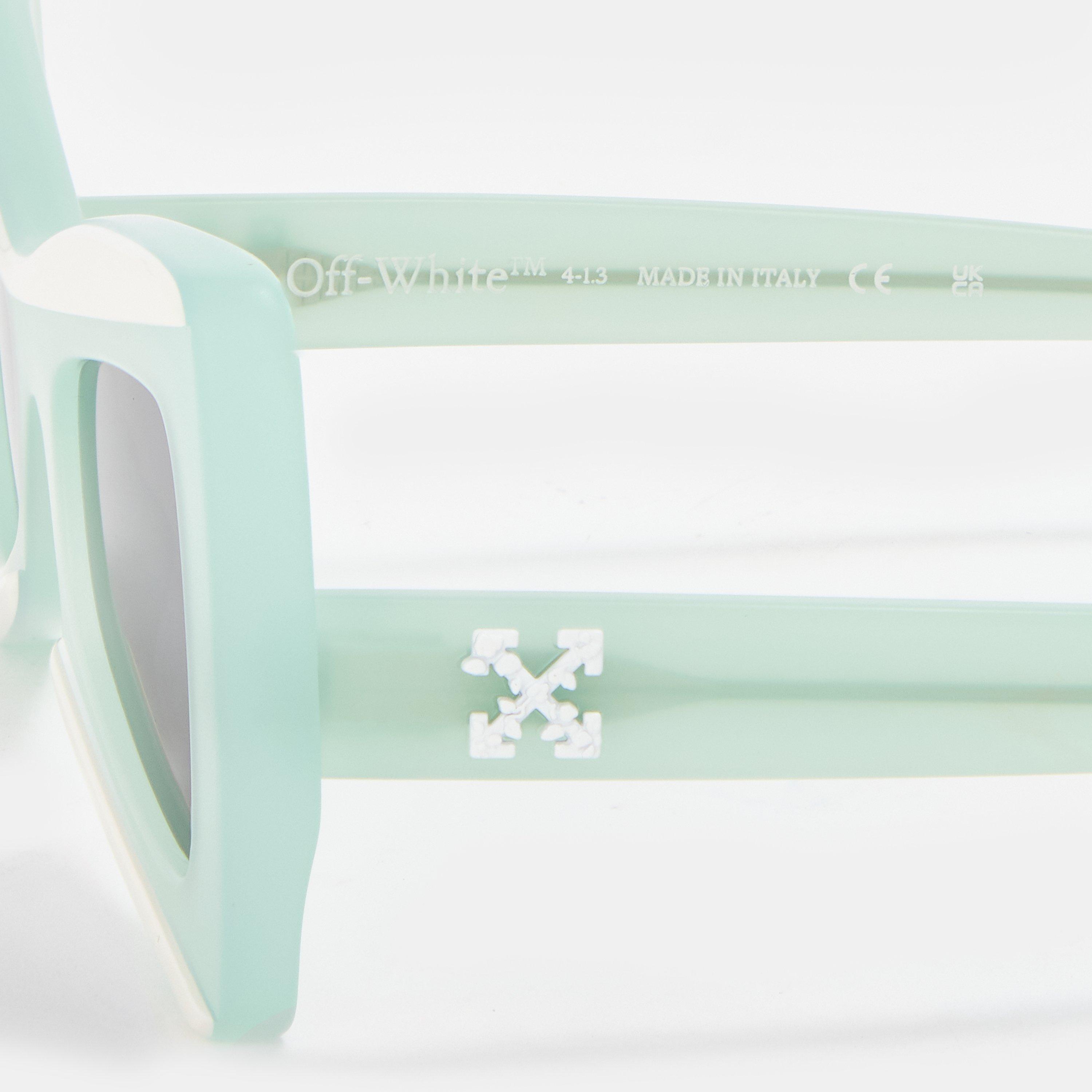 Teal/Dark Grey - Off White - Unisex Square Sunglasses, Square Design - 3