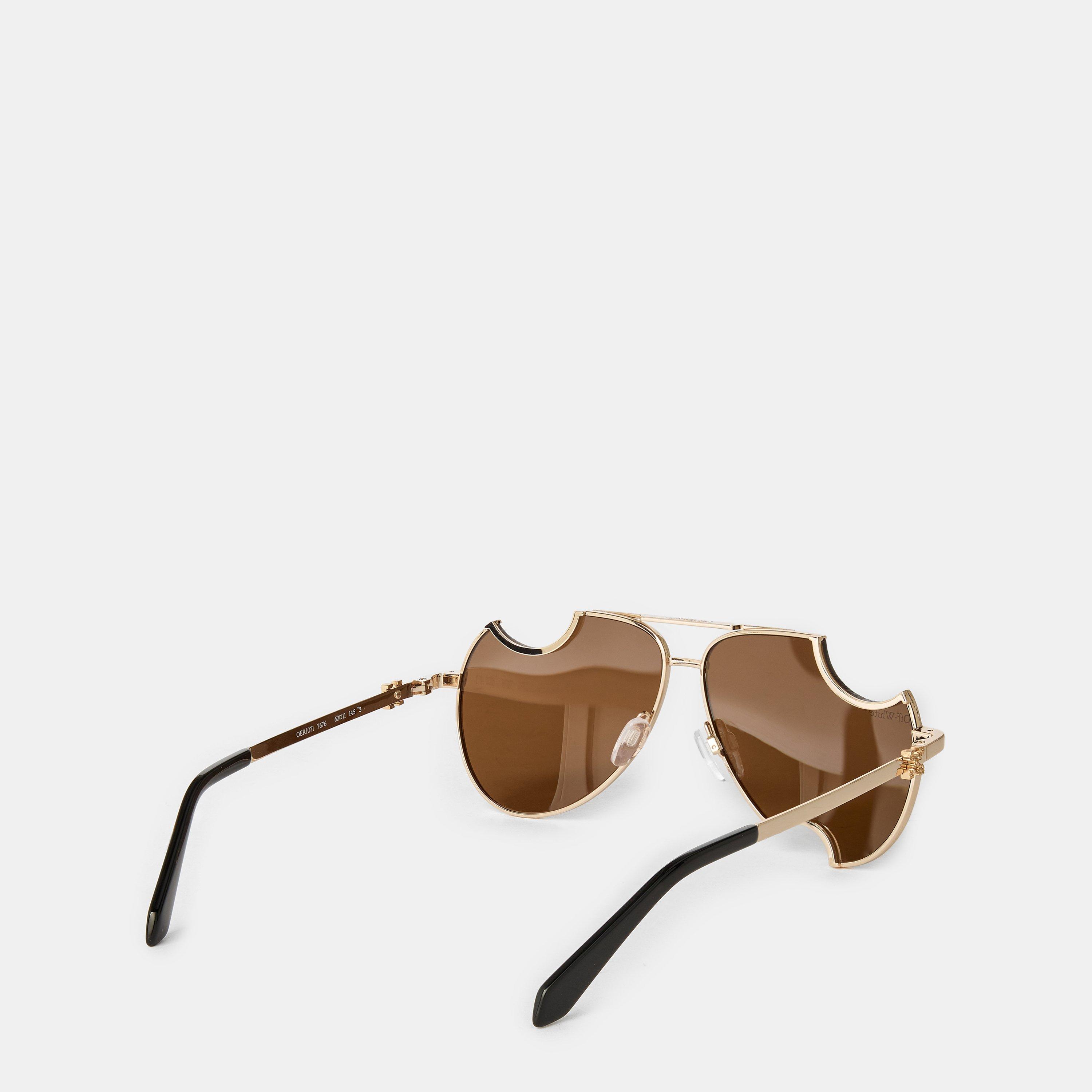Gold Mirror - Off White - Square Sunglasses - 2