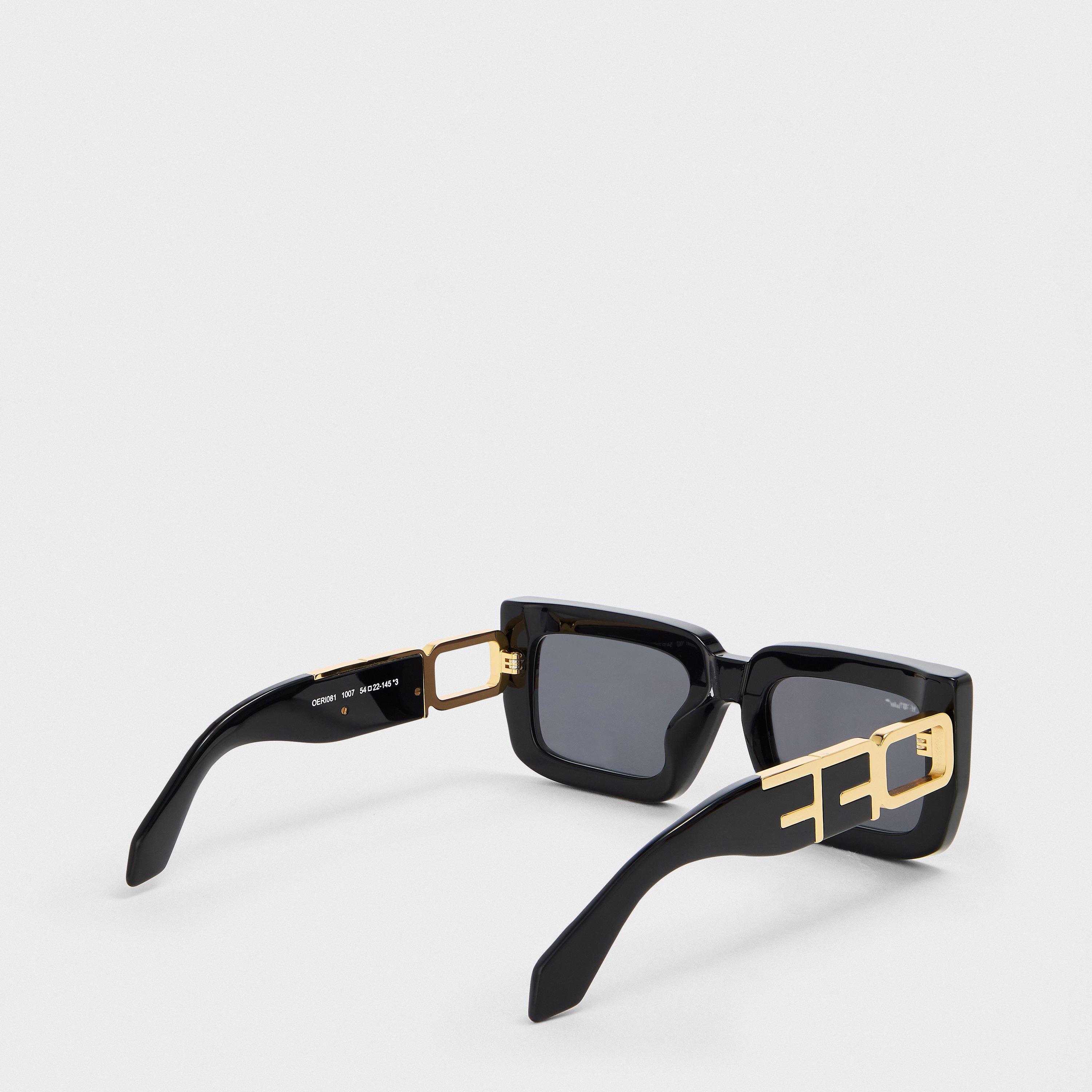 Black/Dark Grey - Off White - Unisex Square Sunglasses, Square Design - 2