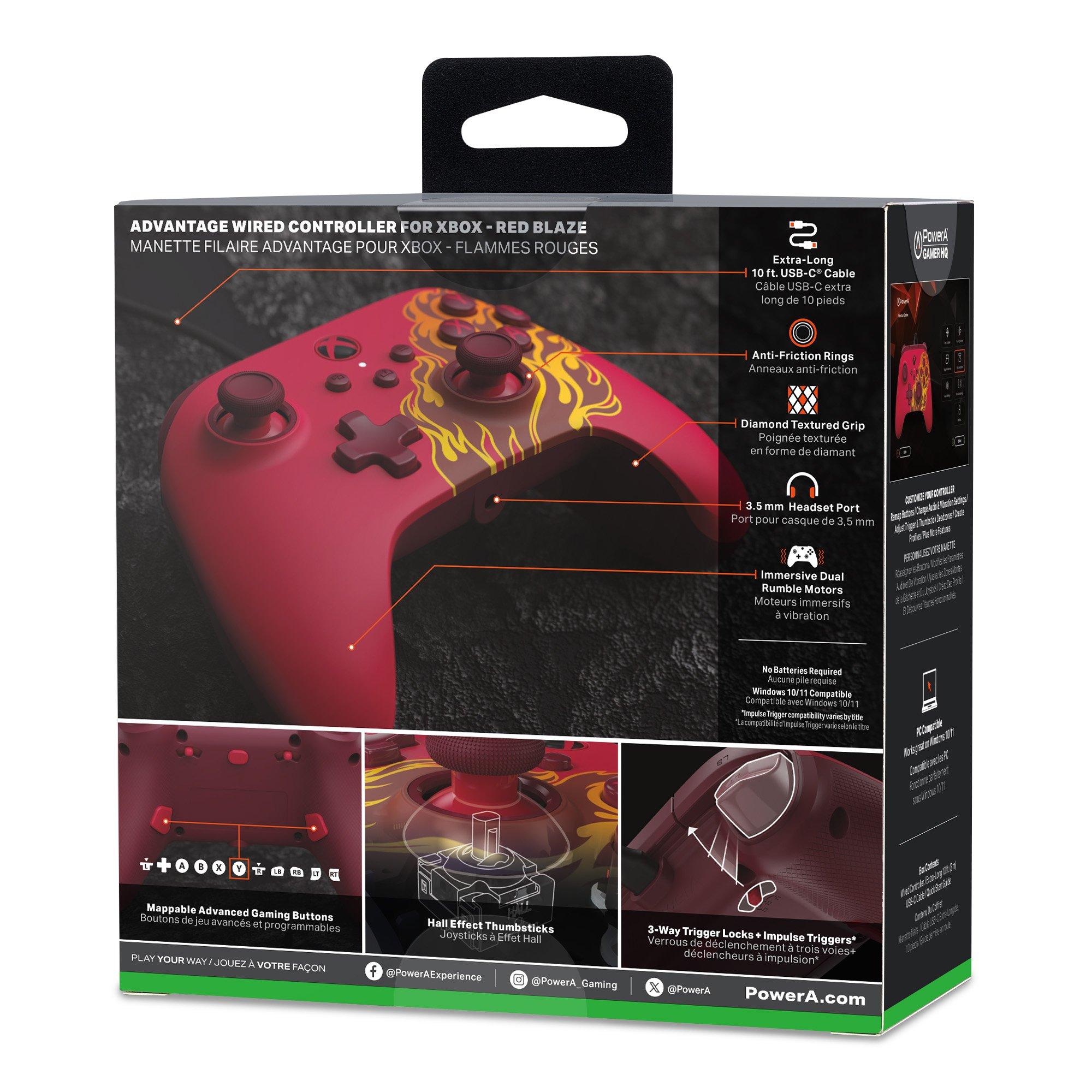 Red - PowerA - Advantage Wired Controller for Xbox Series XS - Red Blaze - 2